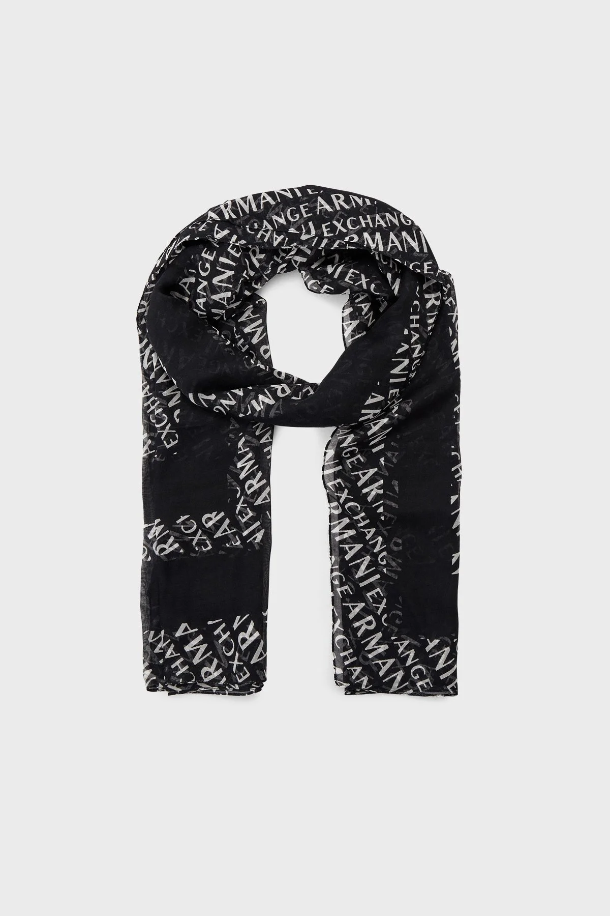 Armani Exchange Logo Baskılı İnce Bayan Şal 944106 0A821 00121 SİYAH-BEYAZ - 1