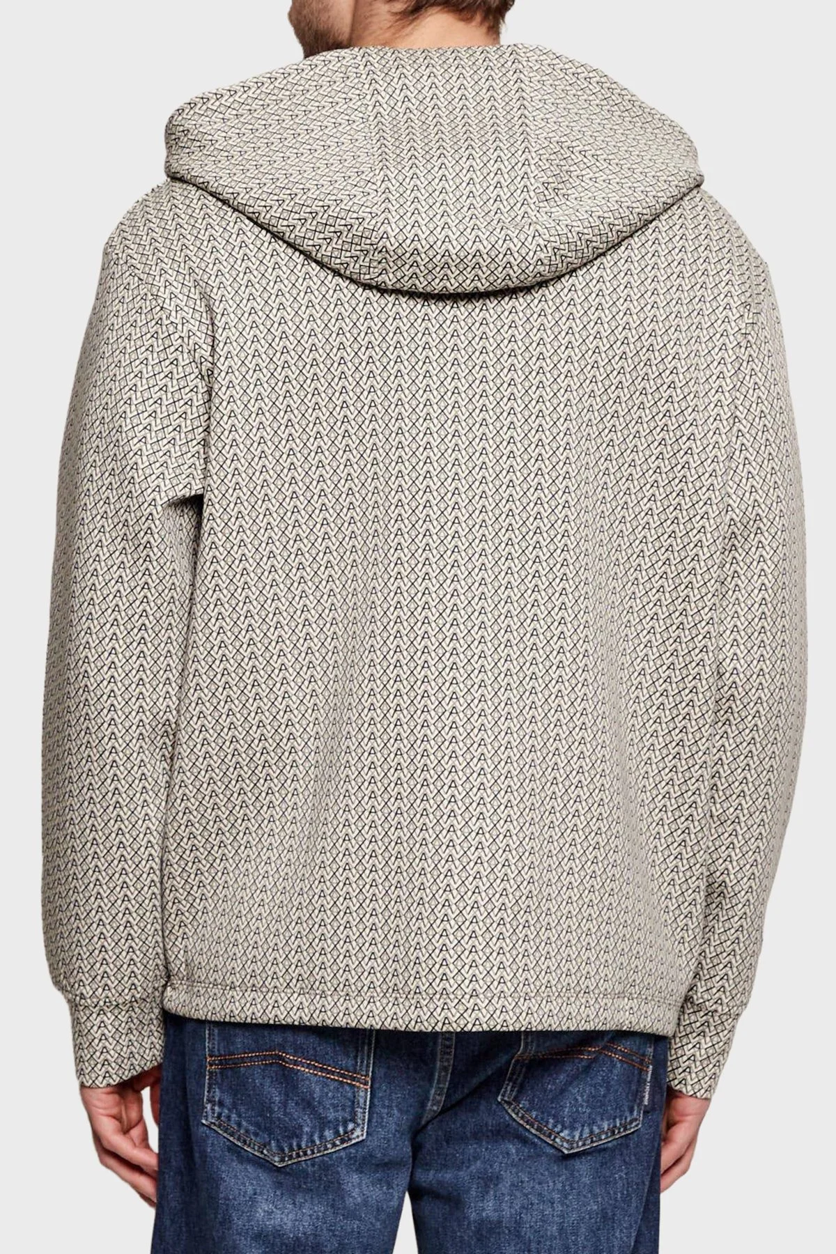 Armani Exchange Logo Baskılı Kapüşonlu Fermuarlı Erkek Sweat XM002013 AF10818 F0143 Krem - 3