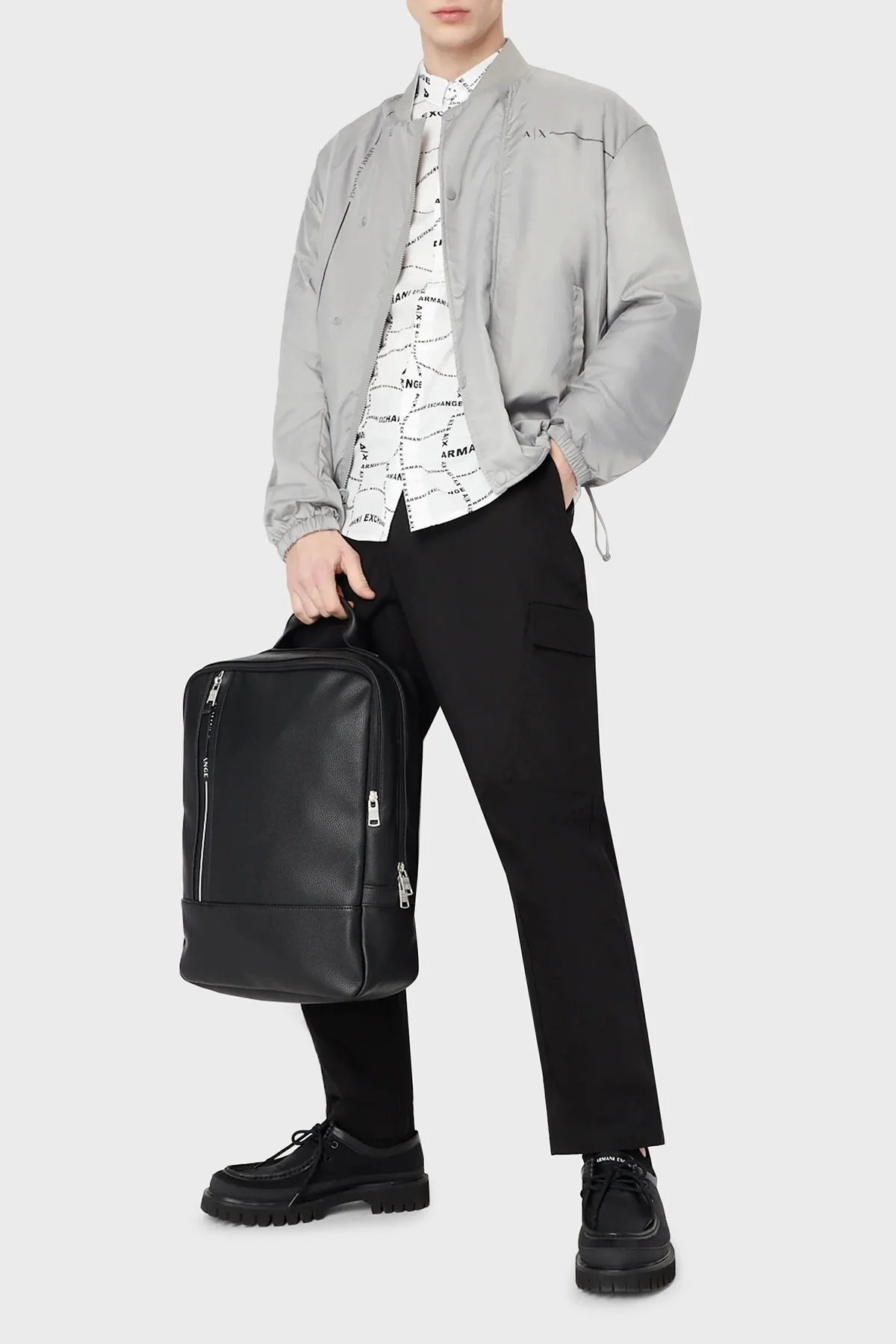 Armani Exchange Logo Baskılı Kısa Kollu Pamuklu Slim Fit Erkek Gömlek 3RZC04 ZNEAZ 21BW BEYAZ - 3