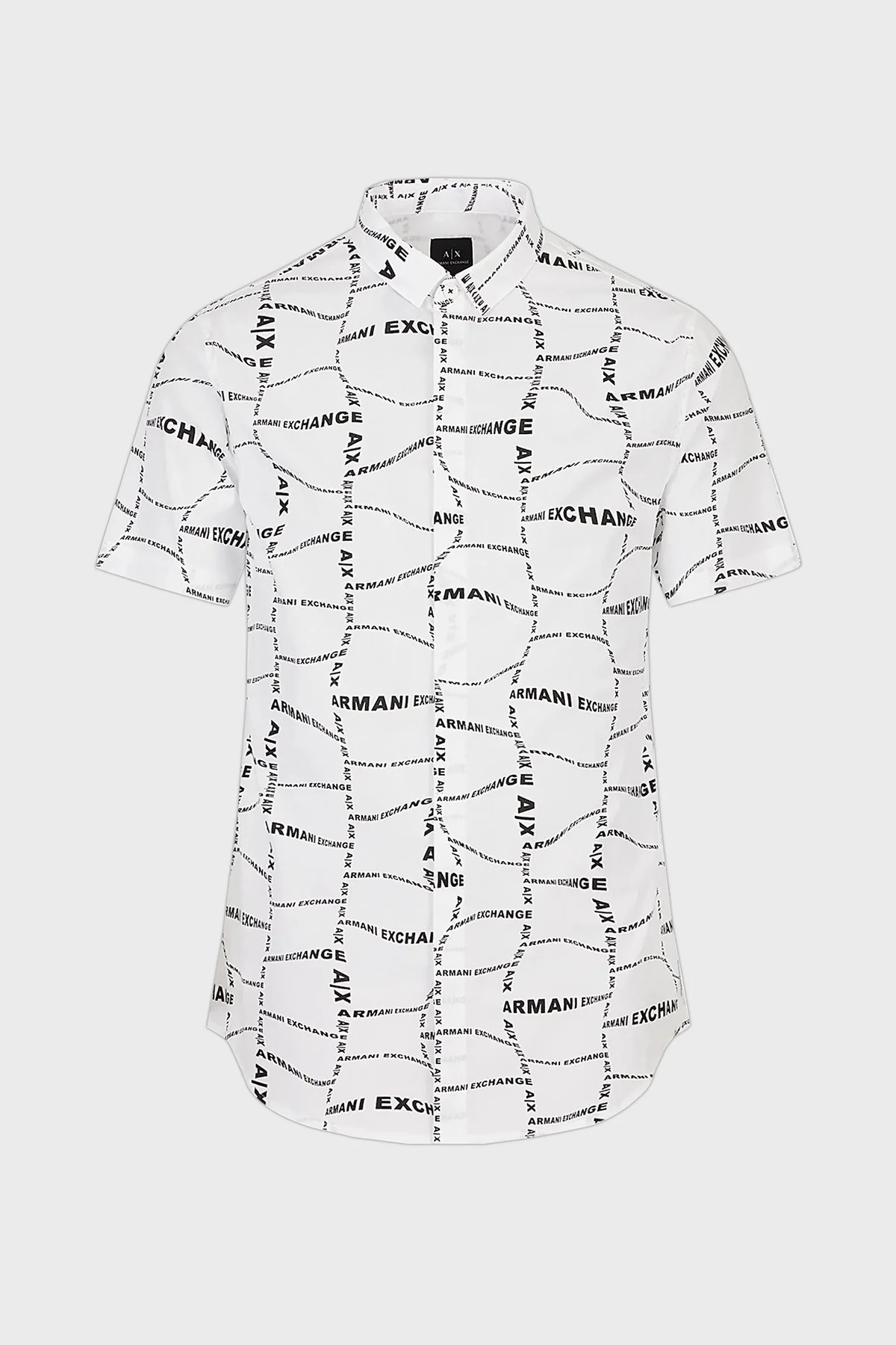 Armani Exchange Logo Baskılı Kısa Kollu Pamuklu Slim Fit Erkek Gömlek 3RZC04 ZNEAZ 21BW BEYAZ - 5
