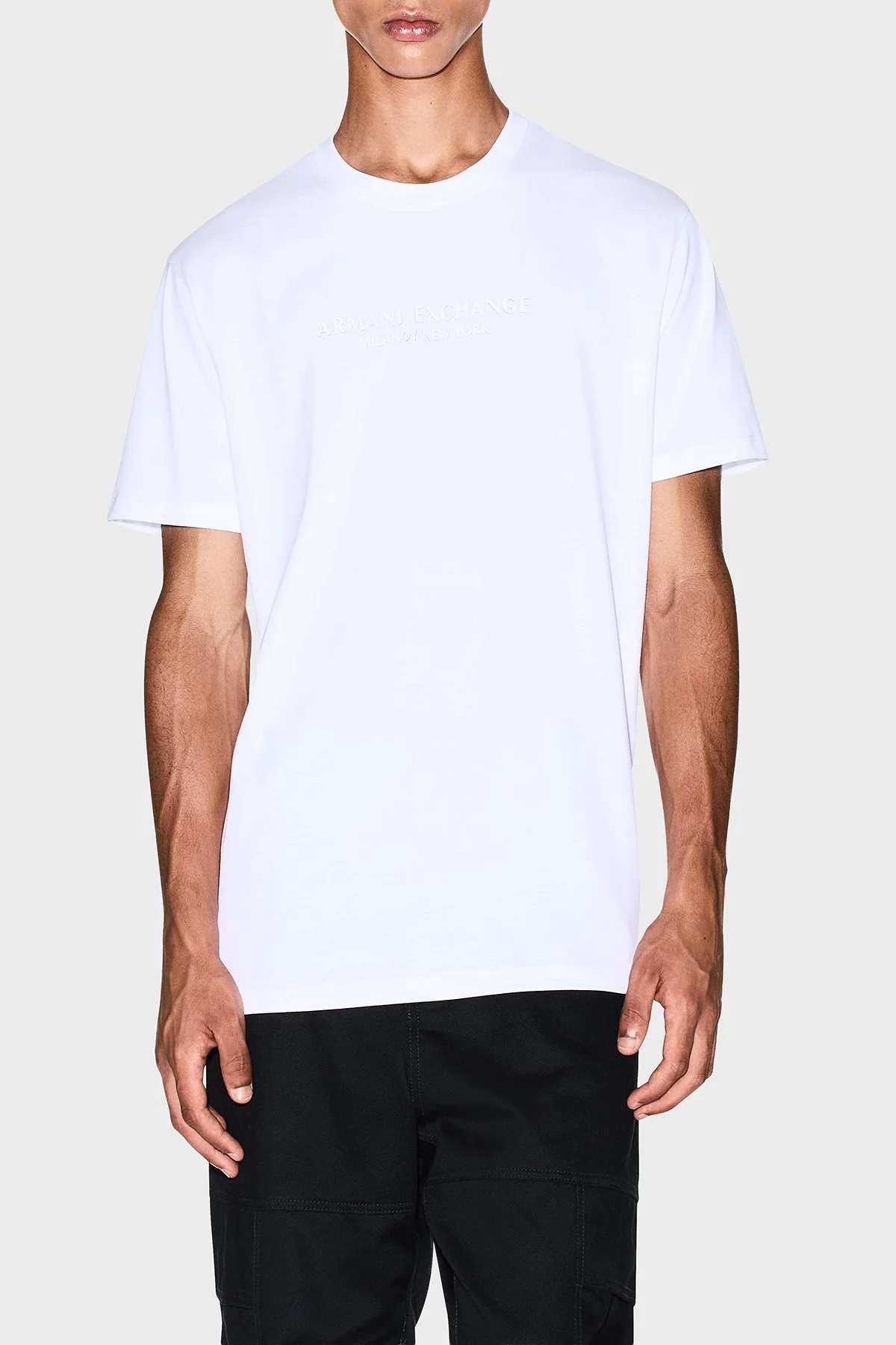 Armani Exchange Logo Baskılı Pamuklu Regular Fit Bisiklet Yaka Erkek T Shirt XM001280 AF10361 U0002 BEYAZ - 1