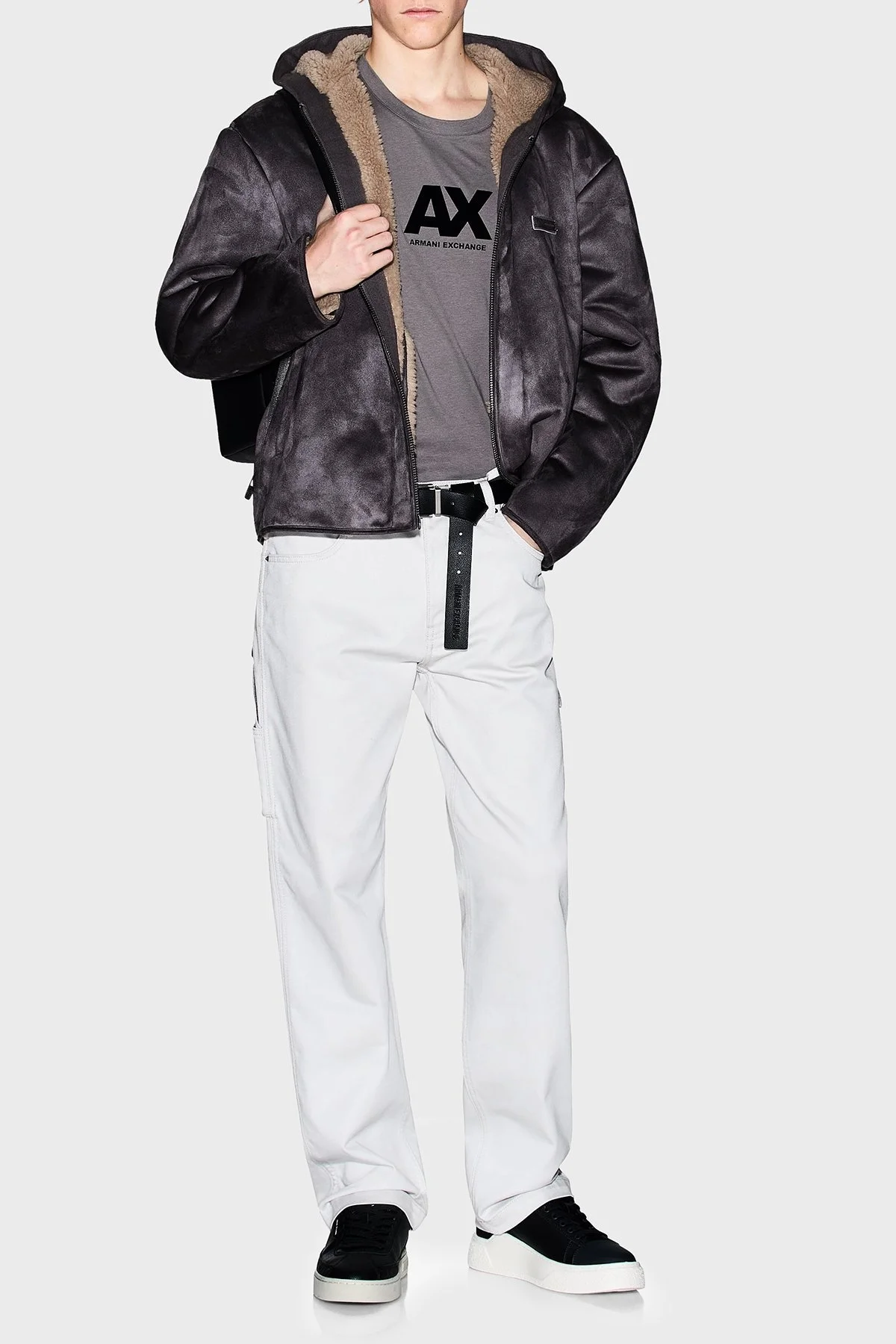 Armani Exchange Logo Baskılı Pamuklu Regular Fit Bisiklet Yaka Erkek T Shirt XM001403 AF16432 U8092 KOYU GRİ - 2