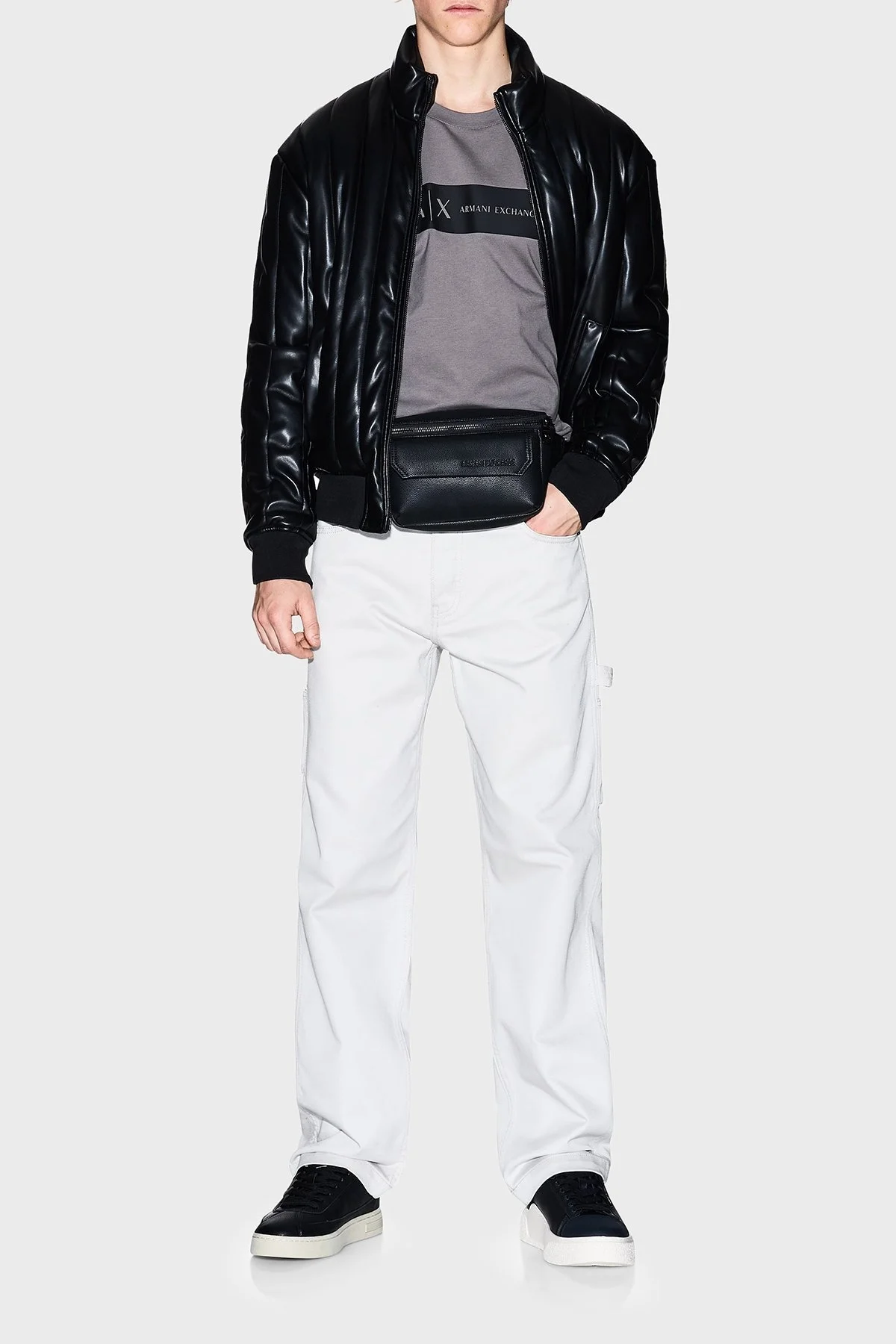 Armani Exchange Logo Baskılı Pamuklu Regular Fit Bisiklet Yaka Erkek T Shirt XM001425 AF10361 U8092 KOYU GRİ - 2