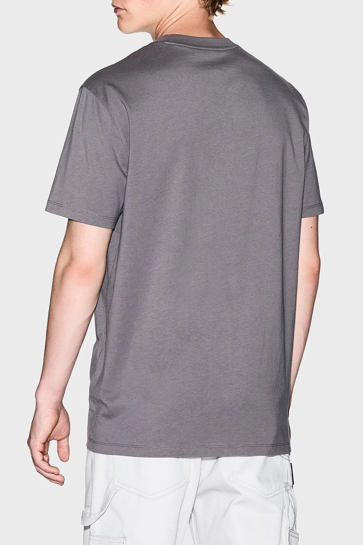 Armani Exchange Logo Baskılı Pamuklu Regular Fit Bisiklet Yaka Erkek T Shirt XM001425 AF10361 U8092 KOYU GRİ - 3