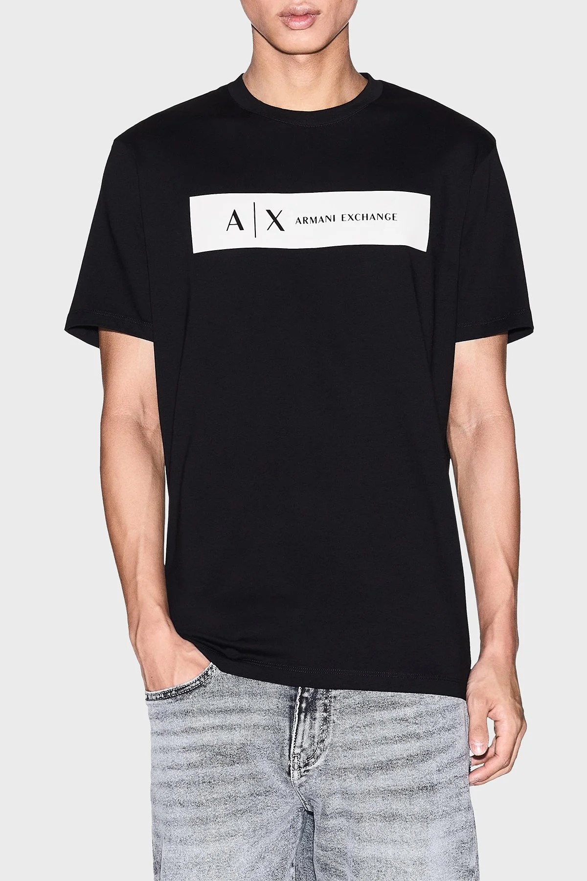 Armani Exchange Logo Baskılı Pamuklu Regular Fit Bisiklet Yaka Erkek T Shirt XM001425 AF10361 UC001 SİYAH - 6