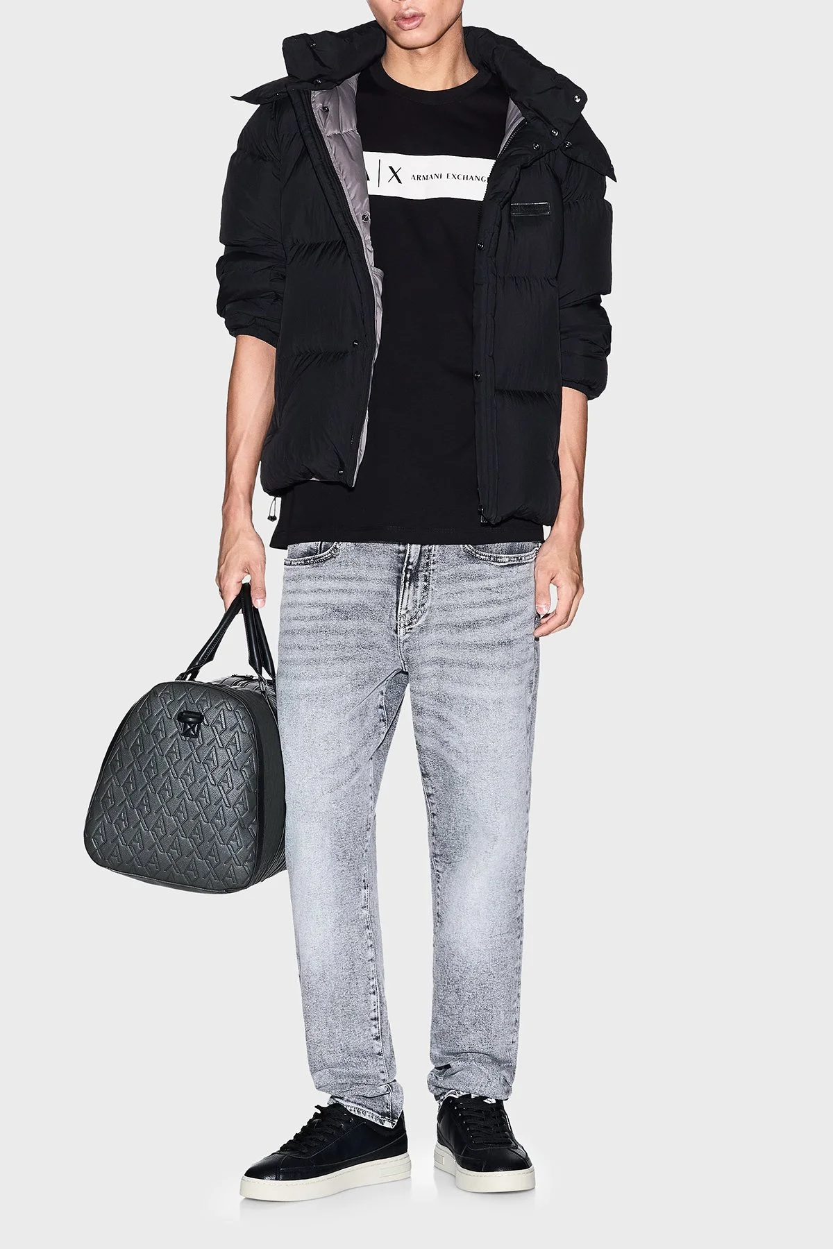 Armani Exchange Logo Baskılı Pamuklu Regular Fit Bisiklet Yaka Erkek T Shirt XM001425 AF10361 UC001 SİYAH - 7