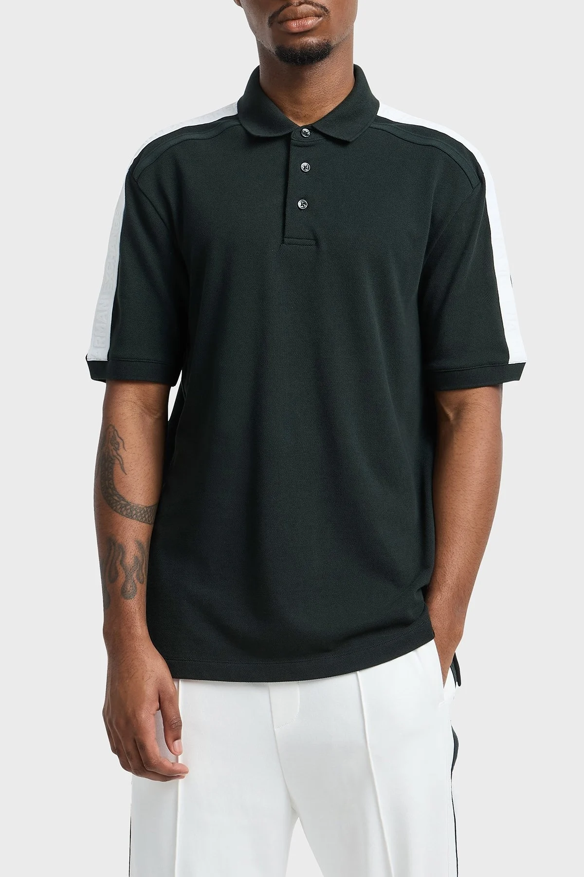 Armani Exchange Logo Baskılı Pamuklu Regular Fit Düğmeli Erkek Polo Yaka T Shirt XM000307 AF10366 UB001 KOYU YEŞİL - 6