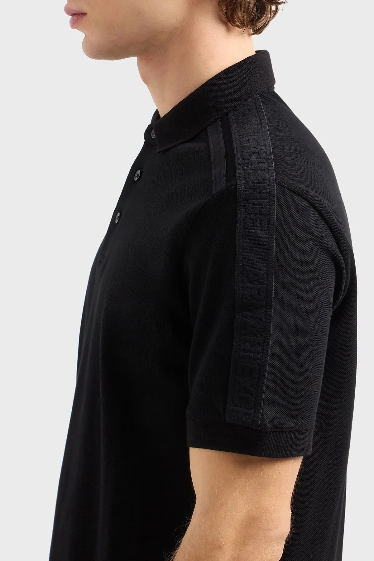 Armani Exchange Logo Baskılı Pamuklu Regular Fit Düğmeli Erkek Polo Yaka T Shirt XM000307 AF10366 UC001 SİYAH - 9