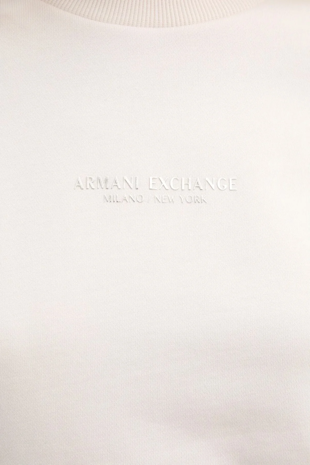 Armani Exchange Logo Baskılı Pamuklu Relaxed Fit Bisiklet Yaka Crop Bayan Sweat XW001451 AF10830 U1003 EKRU - 4