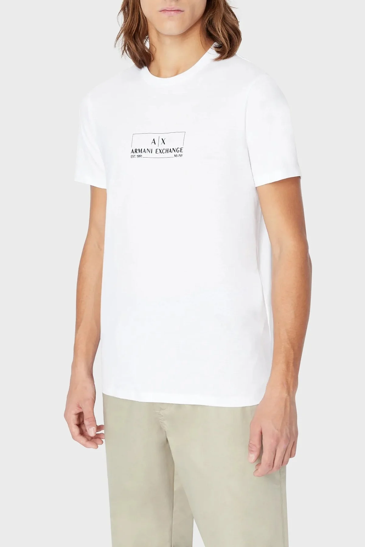 Armani Exchange Logo Baskılı Regular Fit Bisiklet Yaka Pamuklu Erkek T Shirt 3RZTHE ZJBYZ 1100 BEYAZ - 1
