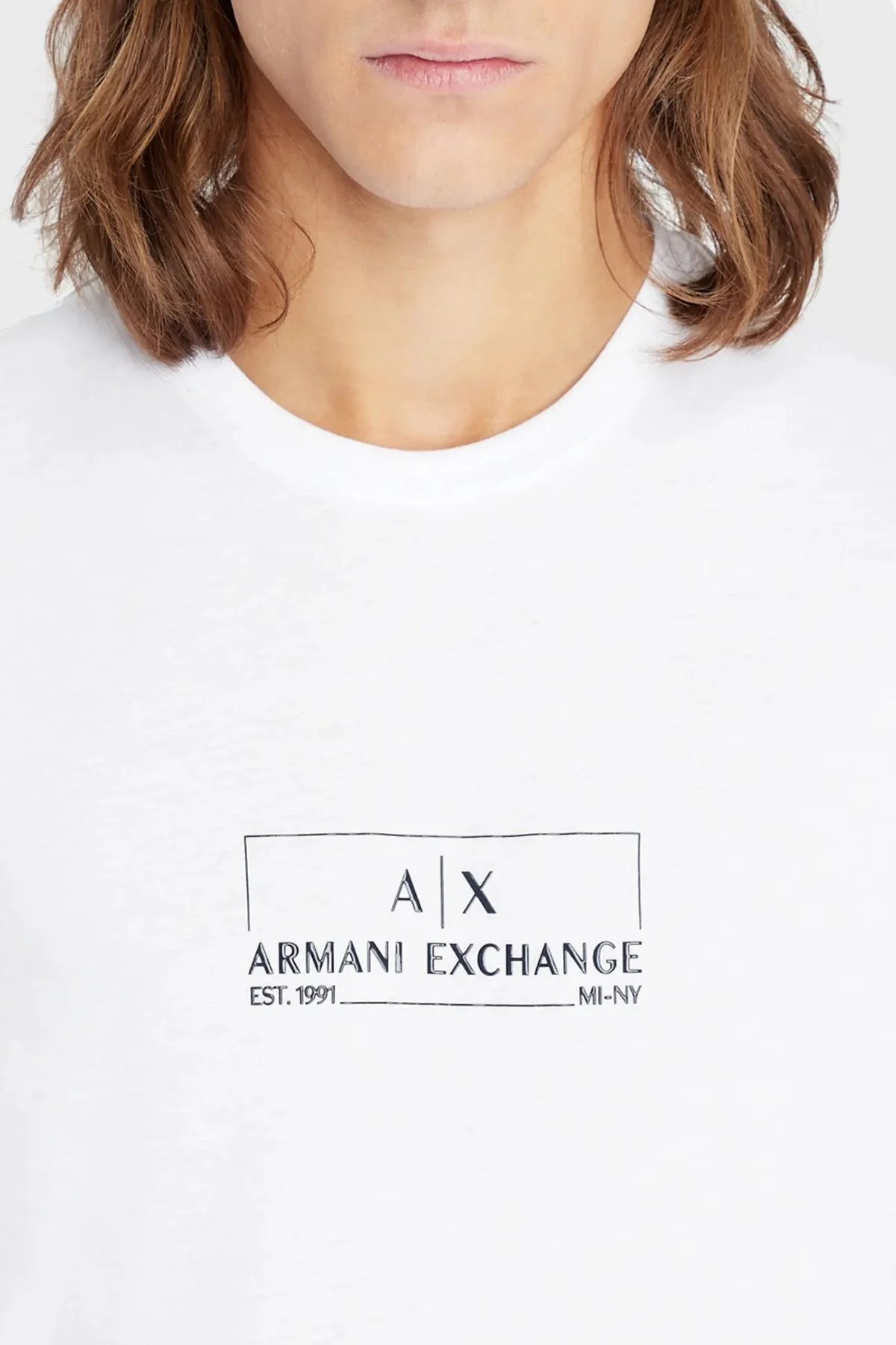 Armani Exchange Logo Baskılı Regular Fit Bisiklet Yaka Pamuklu Erkek T Shirt 3RZTHE ZJBYZ 1100 BEYAZ - 3