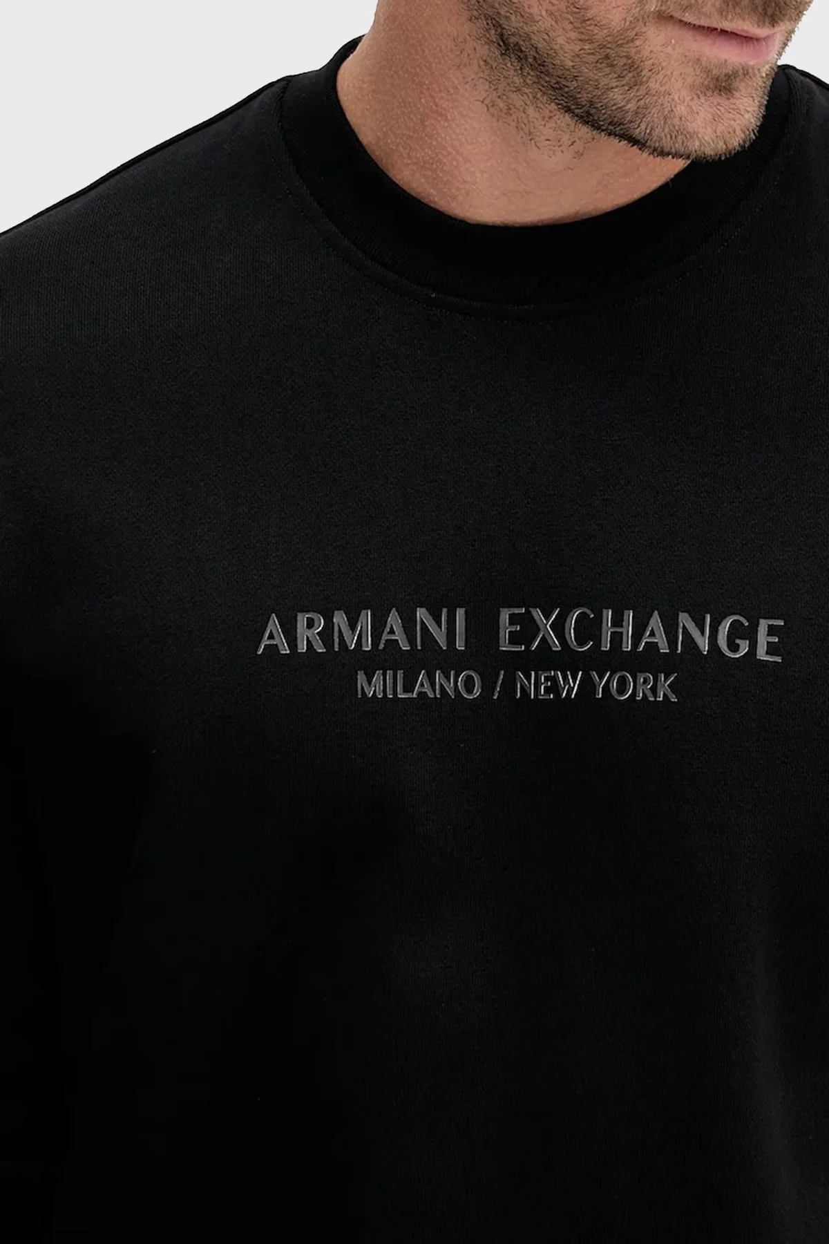 Armani Exchange Logo Baskılı Streç Pamuklu Regular Fit Bisiklet Yaka Erkek Sweat XM001284 AF20934 UC001 SİYAH - 3