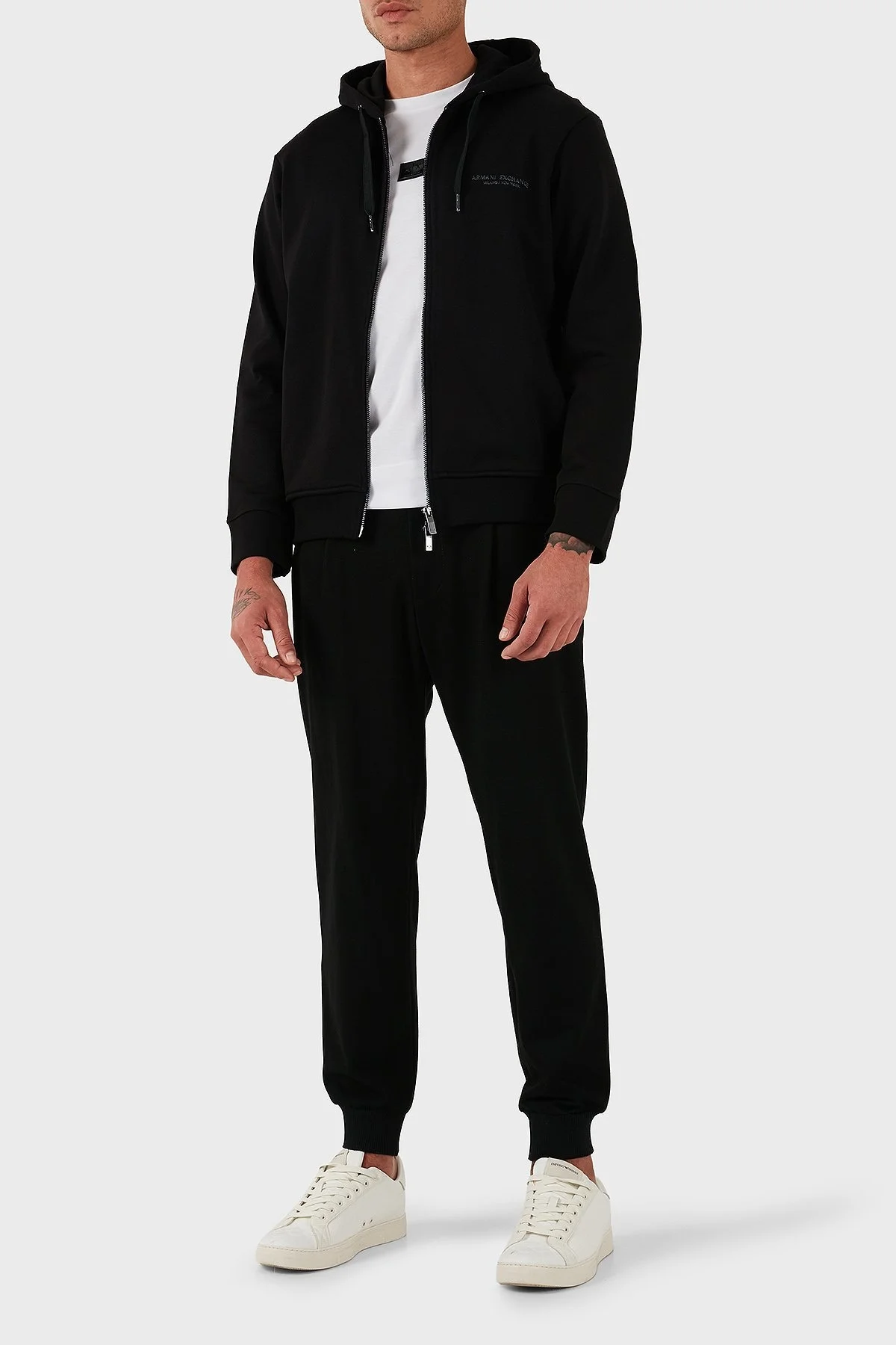 Armani Exchange Logo Baskılı Streç Pamuklu Regular Fit Kapüşonlu Erkek Sweat XM001293 AF20934 UC001 SİYAH - 2