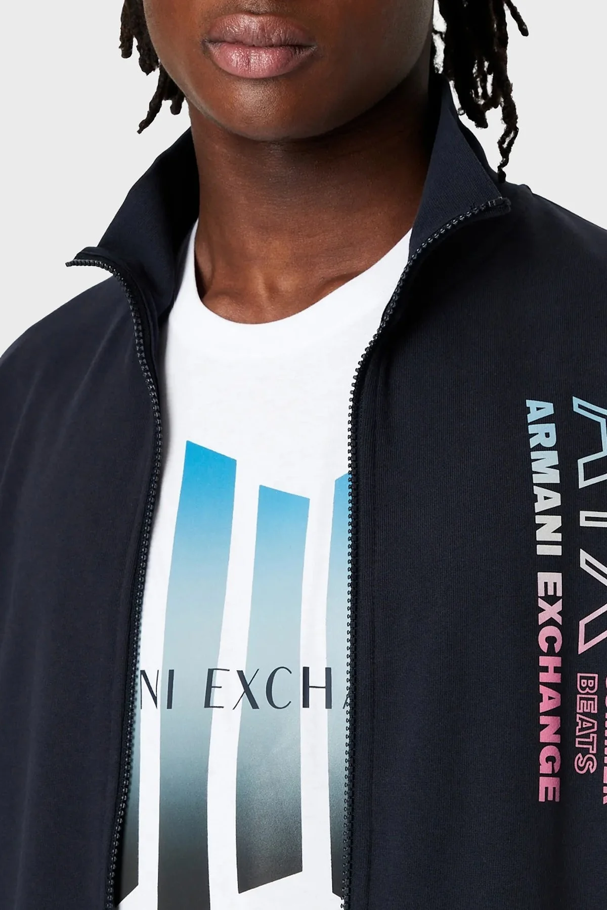 Armani Exchange Logo Desenli % 100 Pamuk Bisiklet Yaka Erkek T Shirt 3RZTCB ZJH4Z 1100 BEYAZ - 4