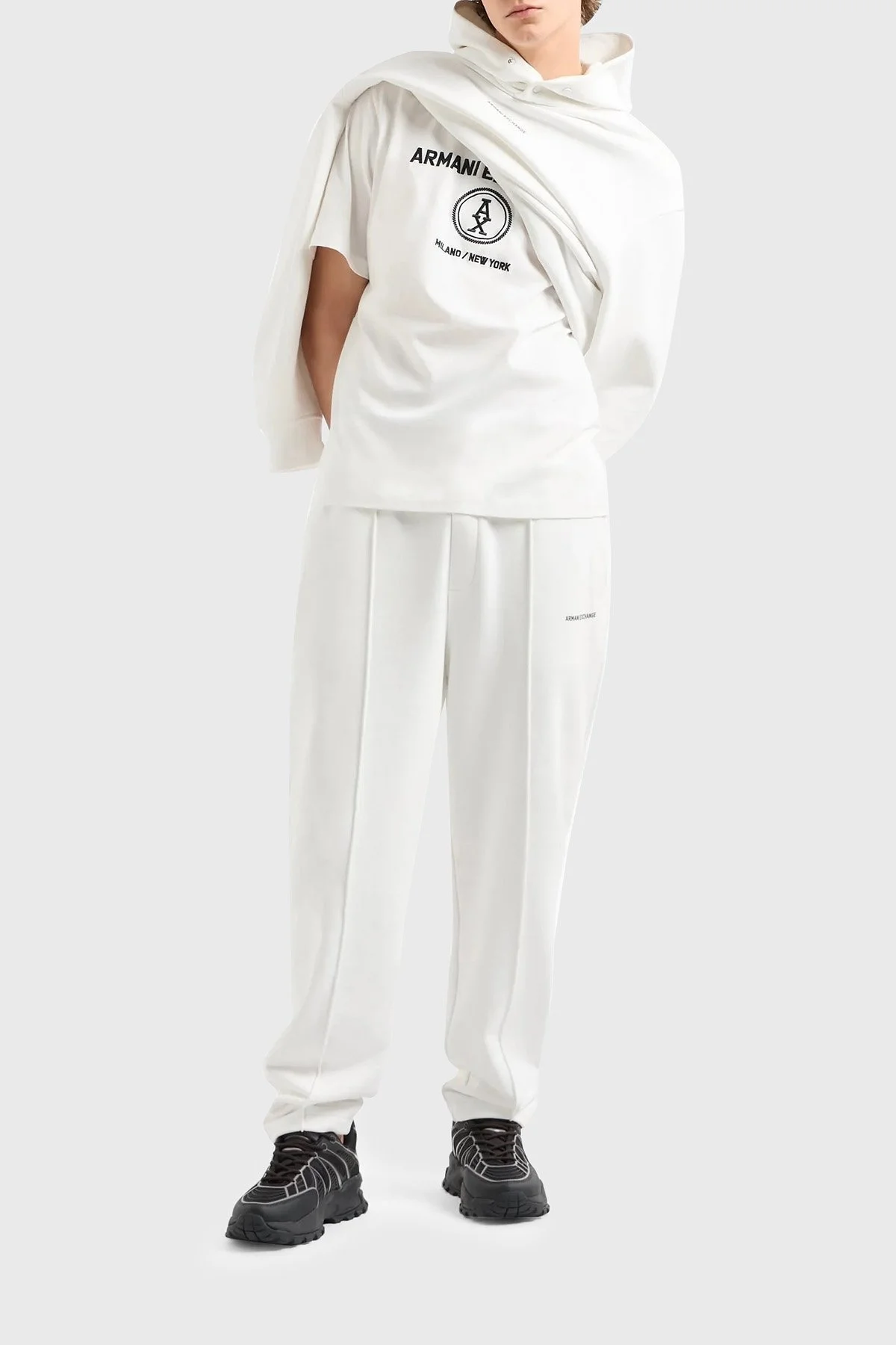 Armani Exchange Logo Nakışlı Pamuklu Erkek T Shirt 6DZTLC ZJ9JZ 1116 BEYAZ - 3