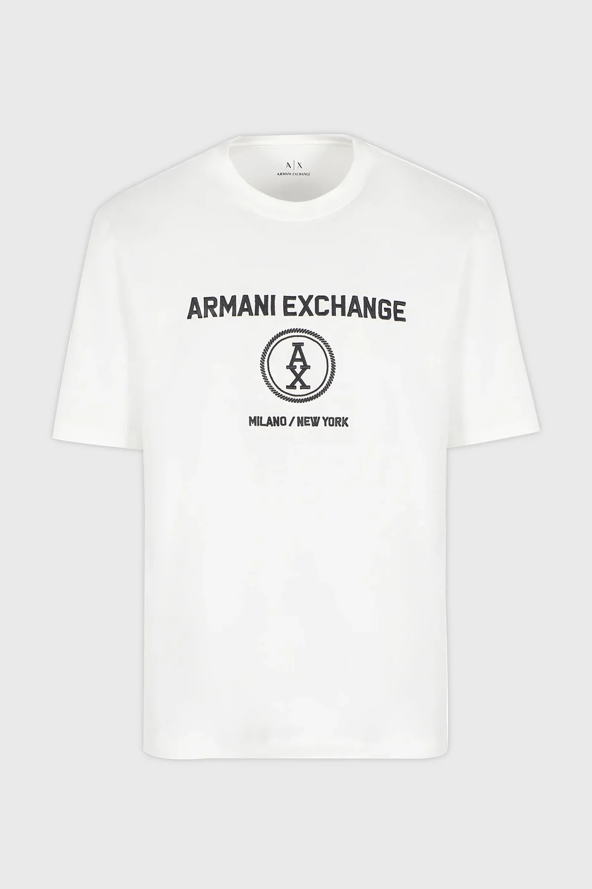 Armani Exchange Logo Nakışlı Pamuklu Erkek T Shirt 6DZTLC ZJ9JZ 1116 BEYAZ - 5
