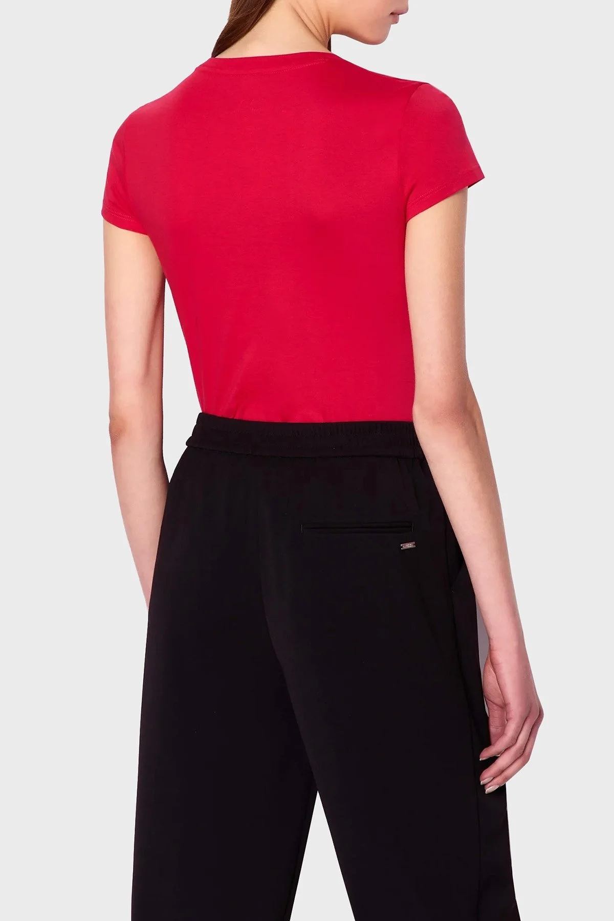 Armani Exchange Logo Yazılı Bisiklet Yaka % 100 Pamuk Regular Fit Bayan T Shirt 6RYT04 YJ16Z 14BB KIRMIZI - 2