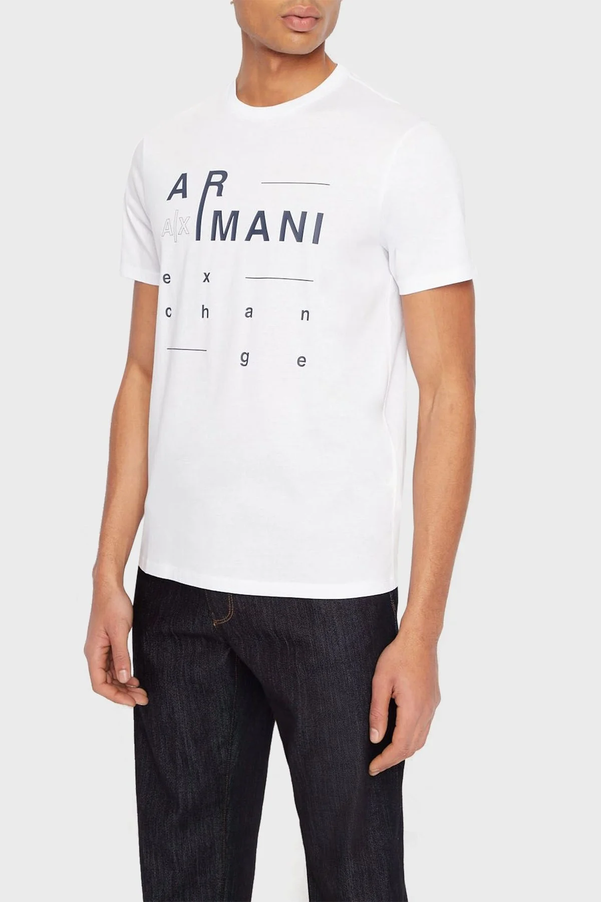 Armani Exchange Logo Yazılı Merserize Pamuklu Bisiklet Yaka Regular Fit Erkek T Shirt 3RZTFC ZJ9AZ 1100 BEYAZ - 1