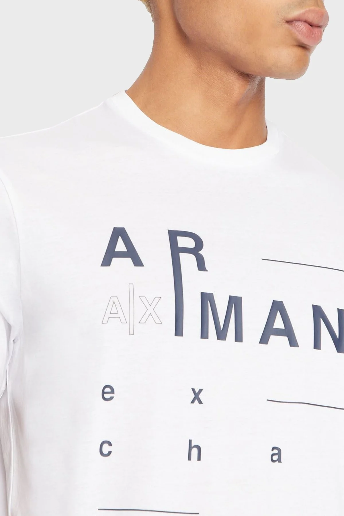 Armani Exchange Logo Yazılı Merserize Pamuklu Bisiklet Yaka Regular Fit Erkek T Shirt 3RZTFC ZJ9AZ 1100 BEYAZ - 4