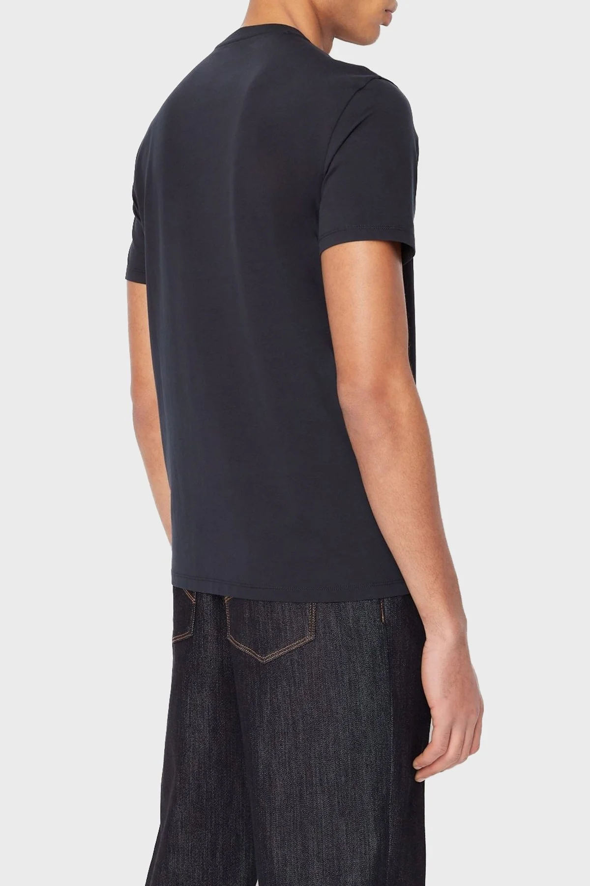 Armani Exchange Logo Yazılı Merserize Pamuklu Bisiklet Yaka Regular Fit Erkek T Shirt 3RZTFC ZJ9AZ 1510 LACİVERT - 3