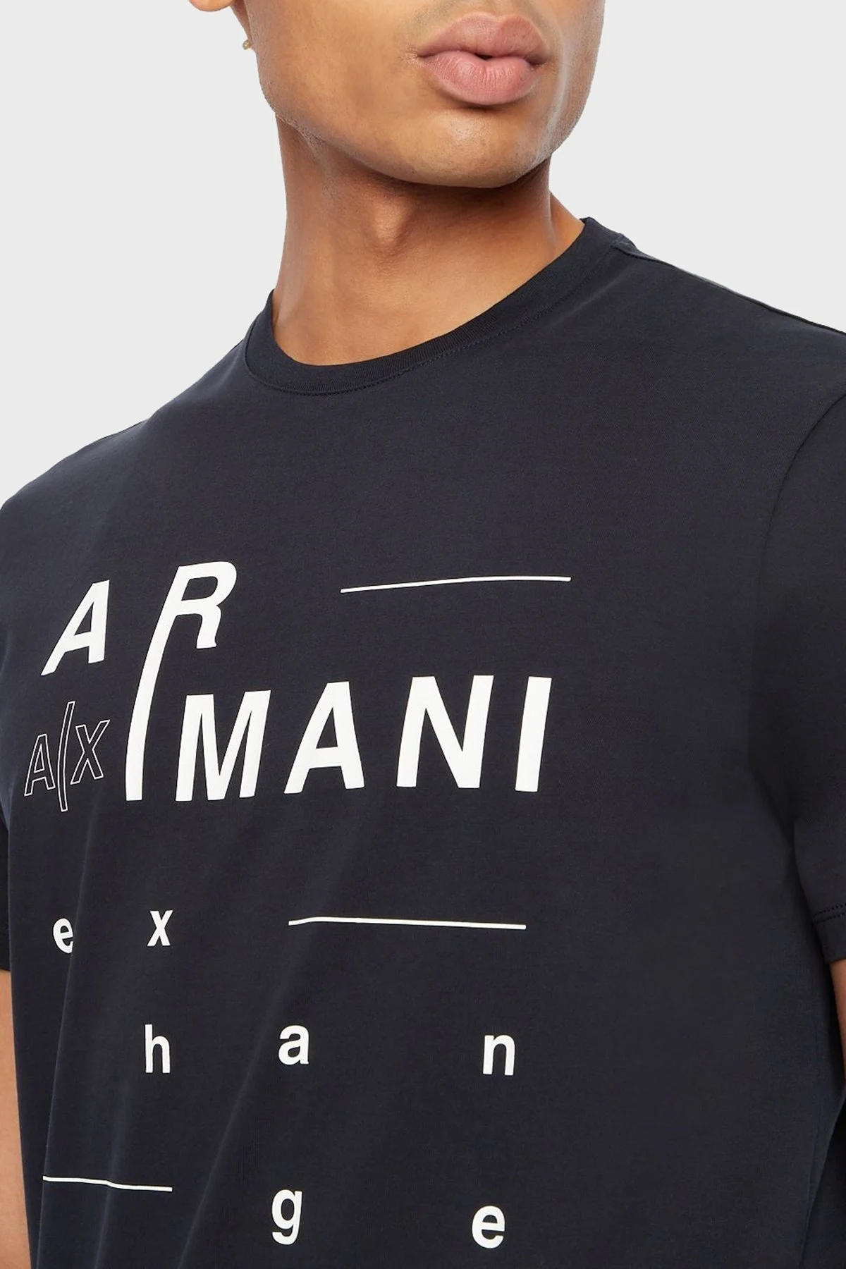 Armani Exchange Logo Yazılı Merserize Pamuklu Bisiklet Yaka Regular Fit Erkek T Shirt 3RZTFC ZJ9AZ 1510 LACİVERT - 4