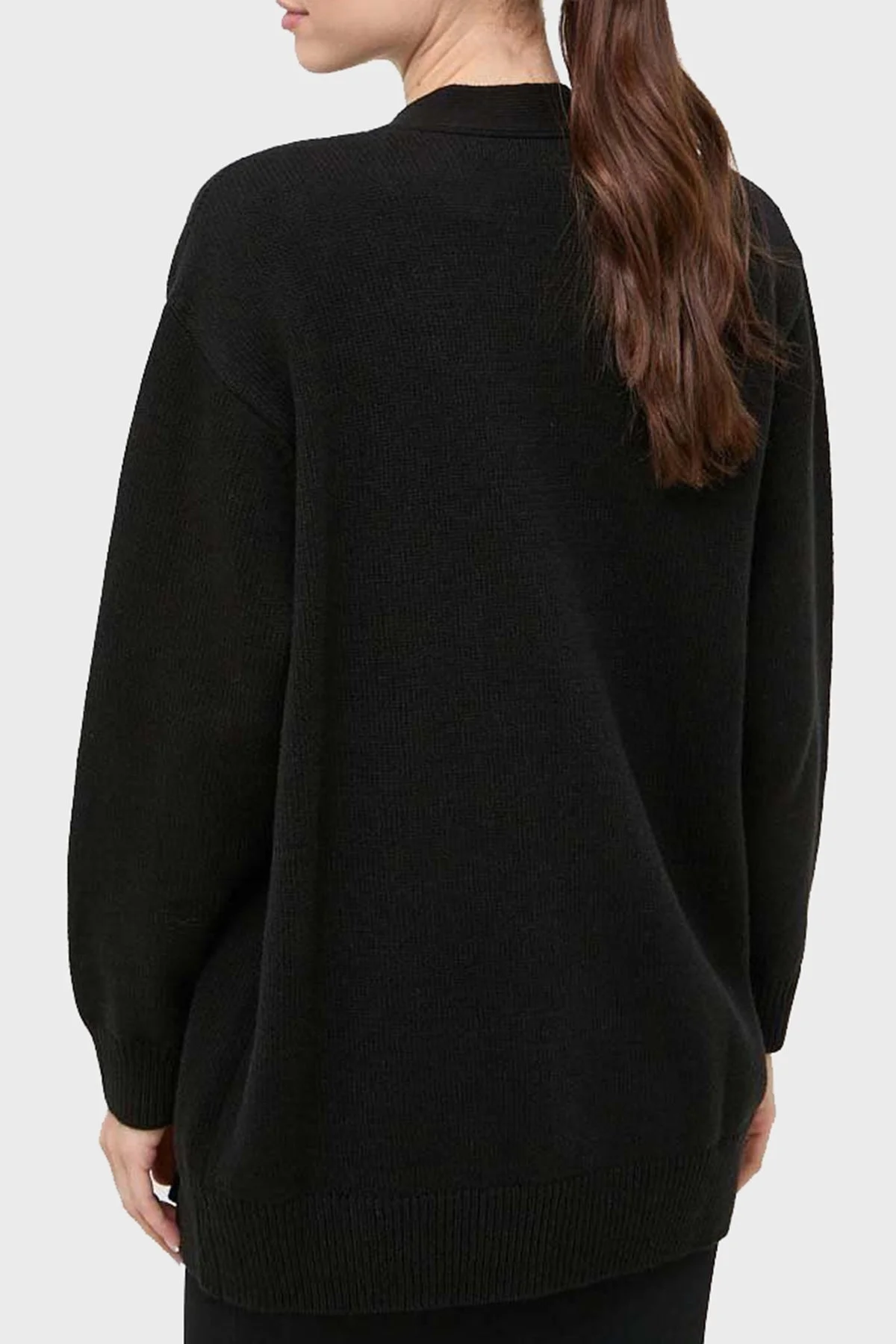Armani Exchange Logo Yazılı Pamuklu Düğmeli Triko Bayan Hırka 6RYE1A YMV3Z 1200 SİYAH - 2
