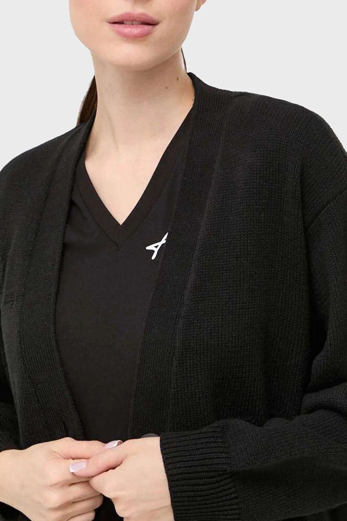 Armani Exchange Logo Yazılı Pamuklu Düğmeli Triko Bayan Hırka 6RYE1A YMV3Z 1200 SİYAH - 4