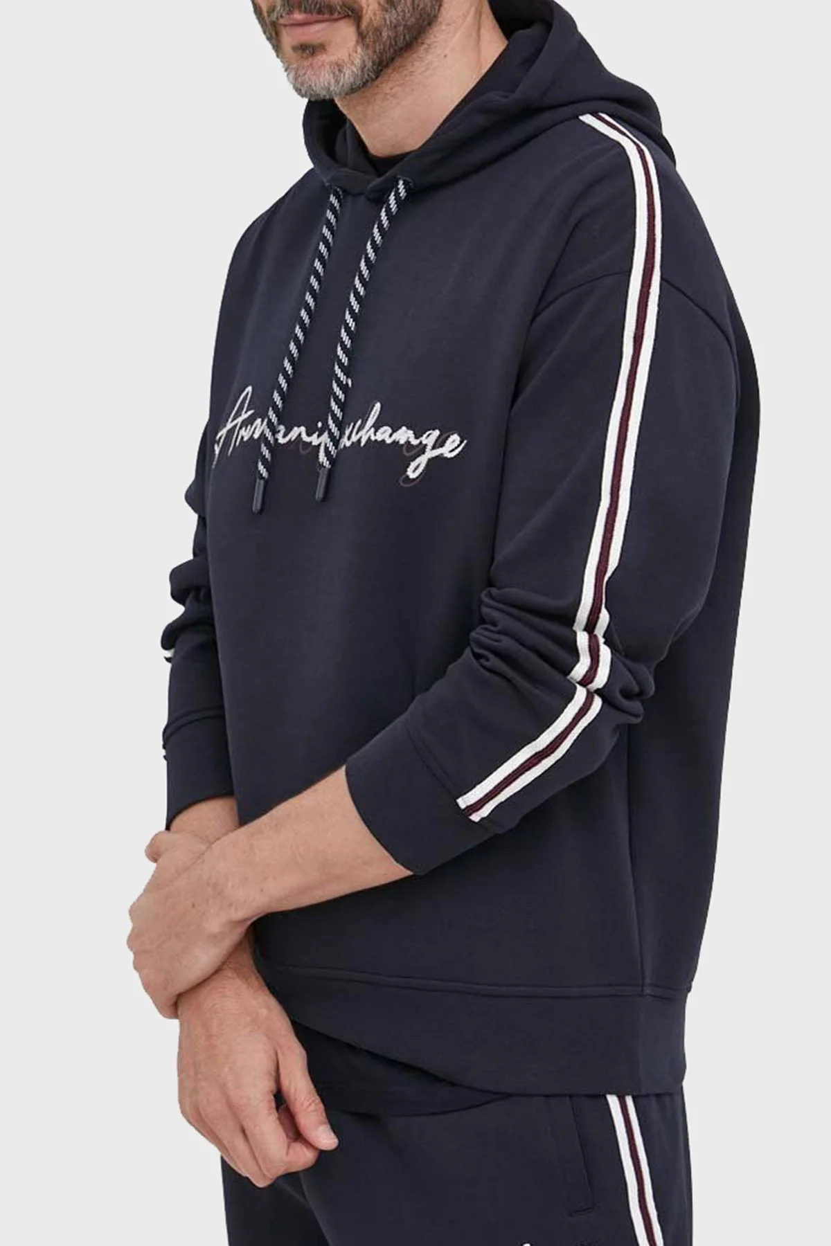 Armani Exchange Logo Yazılı Pamuklu Kapüşonlu Regular Fit Erkek Sweat 6RZMLD ZJZGZ 1583 LACİVERT - 3