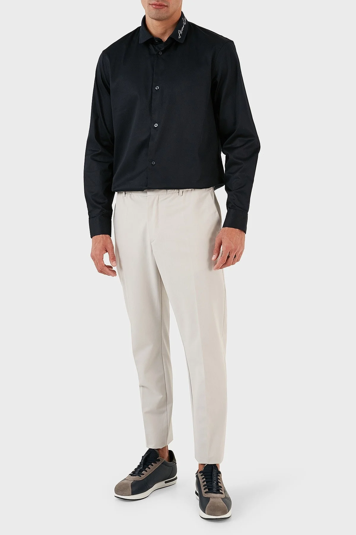 Armani Exchange Logo Yazılı Pamuklu Uzun Kollu Regular Fit Erkek Gömlek 6RZCL2 ZN10Z 1583 LACİVERT - 5