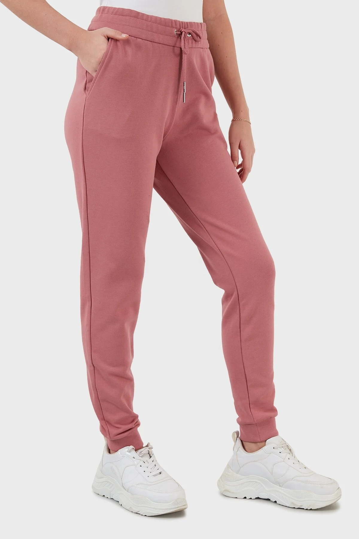 Armani Exchange Logolu % 100 Pamuk Belden Bağlamalı Regular Fit Jogger Bayan Pantolon 8NYPCX YJ68Z 1493 PUDRA - 3