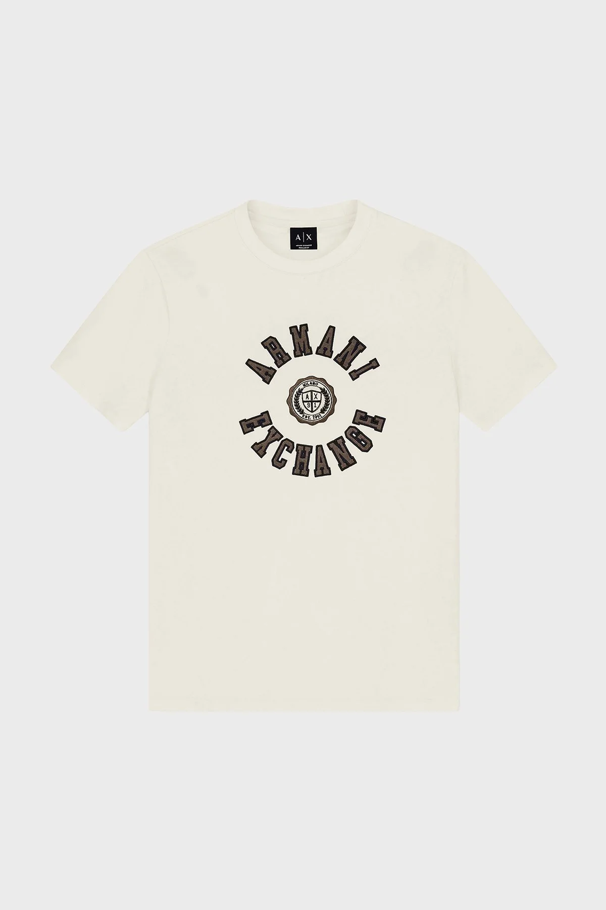 Armani Exchange Logolu % 100 Pamuk Bisiklet Yaka Erkek T Shirt XM003074 AF10362 U0007 Kırık beyaz - 6