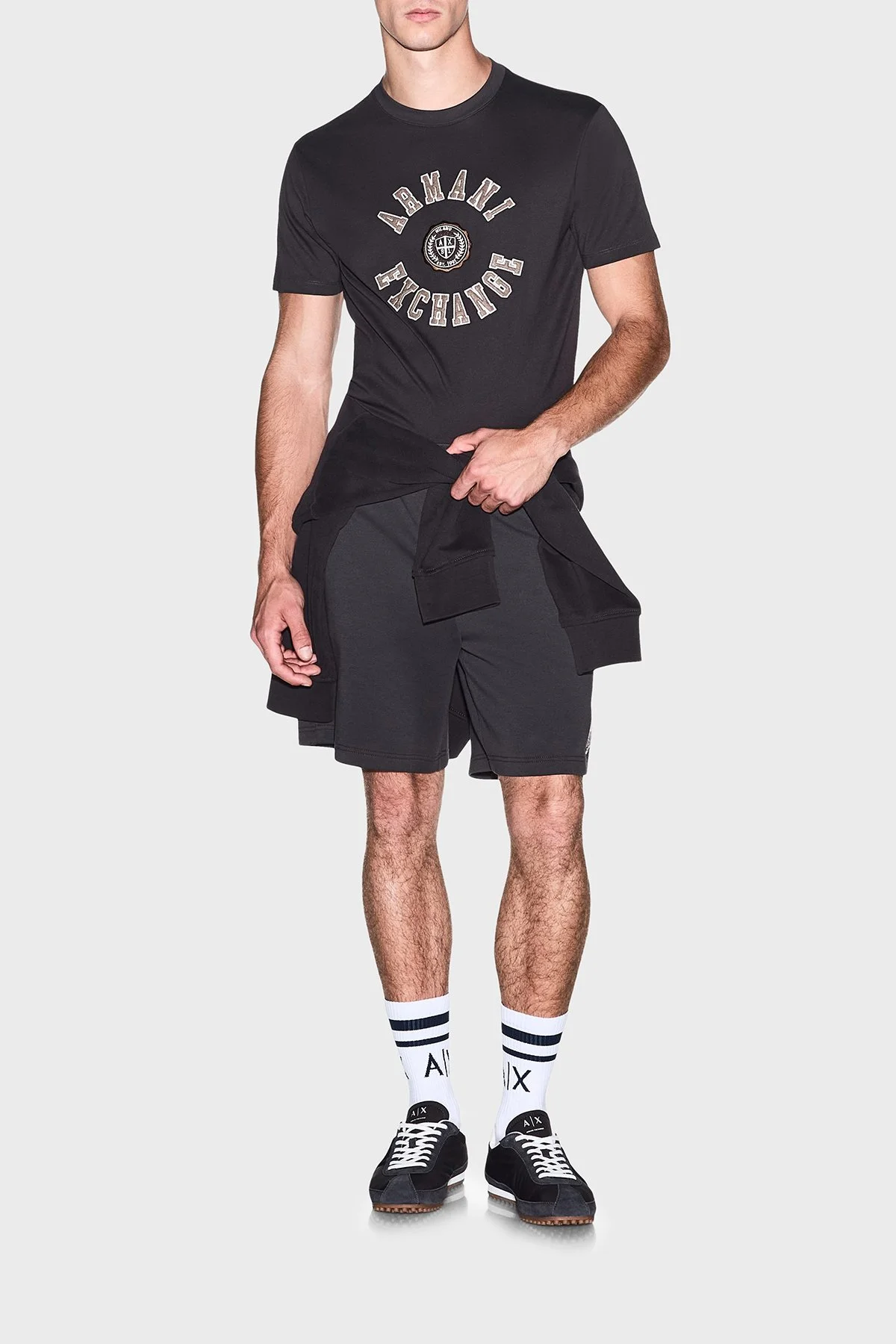 Armani Exchange Logolu % 100 Pamuk Bisiklet Yaka Erkek T Shirt XM003074 AF10362 U8128 Kahve - 2