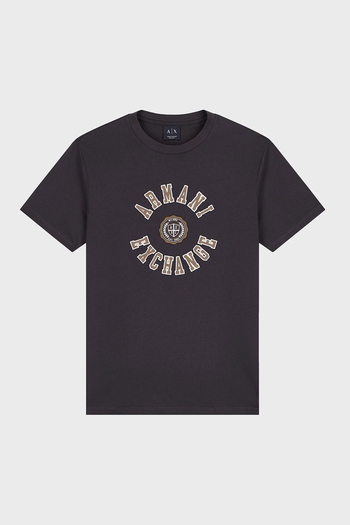 Armani Exchange Logolu % 100 Pamuk Bisiklet Yaka Erkek T Shirt XM003074 AF10362 U8128 Kahve - 4