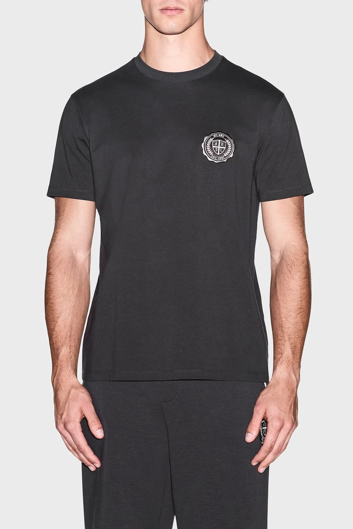 Armani Exchange Logolu % 100 Pamuk Bisiklet Yaka Erkek T Shirt XM003078 AF10361 U8128 Kahve - 1