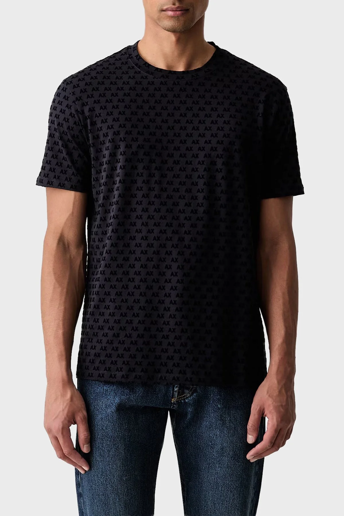 Armani Exchange Logolu % 100 Pamuk Bisiklet Yaka Erkek T Shirt XM003079 AF10356 UB101 Lacivert - 1