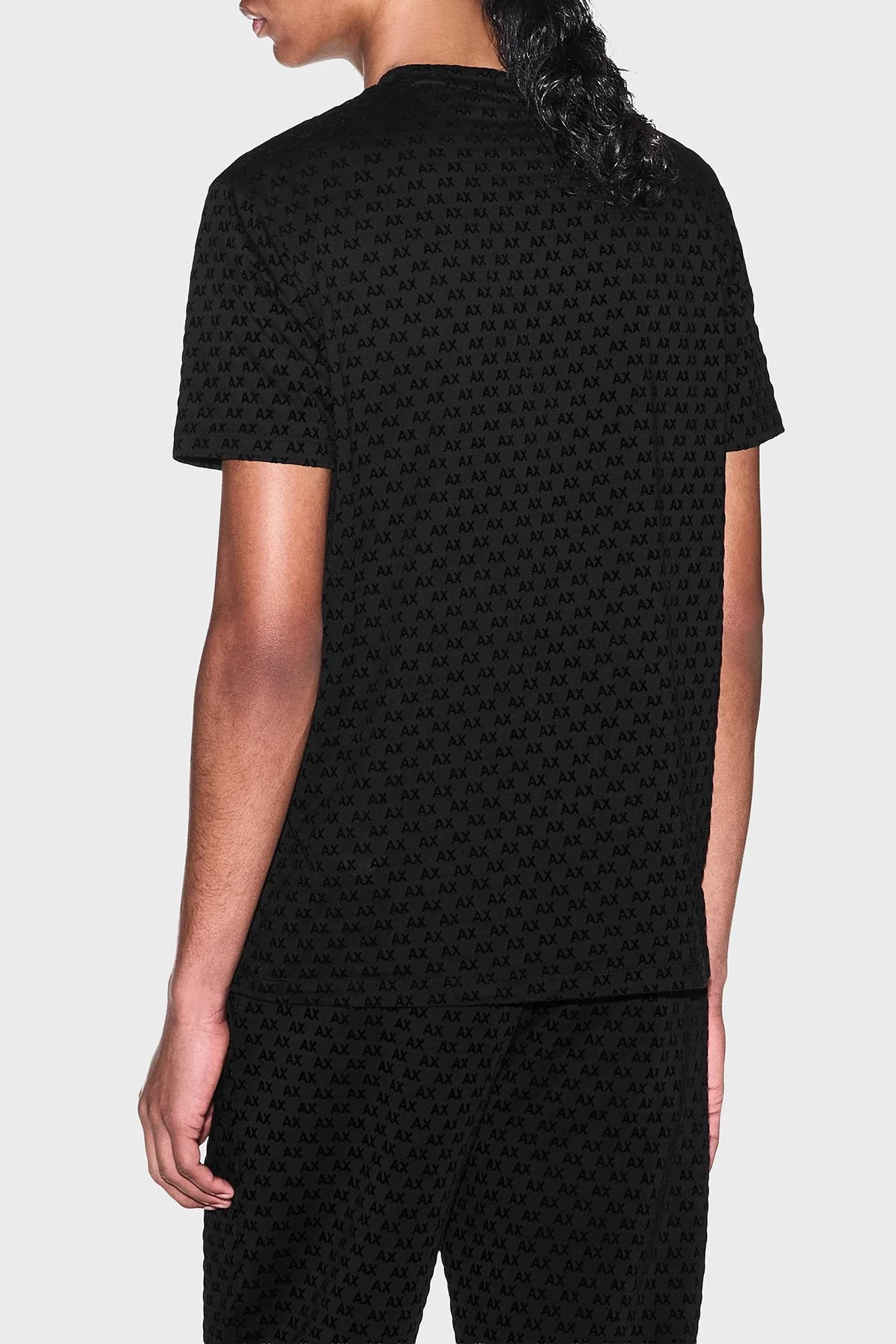 Armani Exchange Logolu % 100 Pamuk Bisiklet Yaka Erkek T Shirt XM003079 AF10356 UC001 Siyah - 3