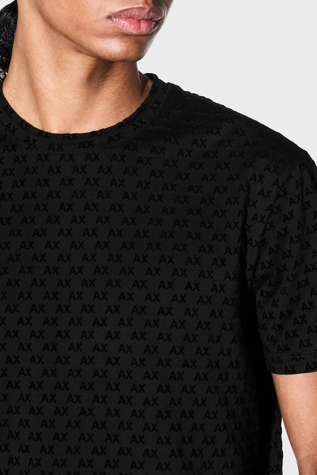 Armani Exchange Logolu % 100 Pamuk Bisiklet Yaka Erkek T Shirt XM003079 AF10356 UC001 Siyah - 4