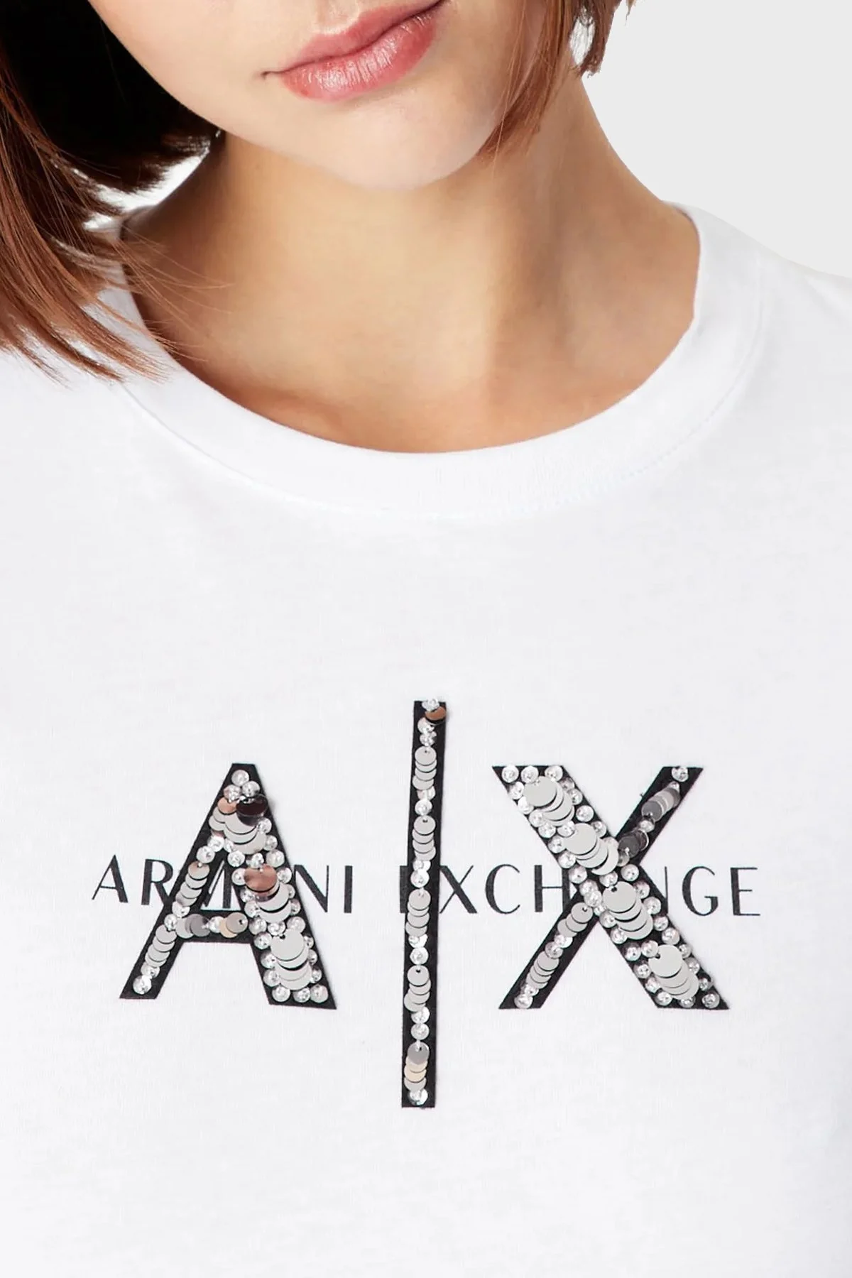 Armani Exchange Logolu % 100 Pamuk Bisiklet Yaka Regular Fit Bayan T Shirt 3RYTBQ YJG3Z 1000 BEYAZ - 4