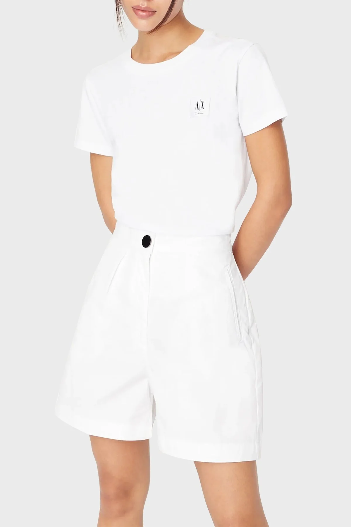 Armani Exchange Logolu % 100 Pamuk Bisiklet Yaka Regular Fit Bayan T Shirt 3RYTFP YJ3RZ 1000 BEYAZ - 1