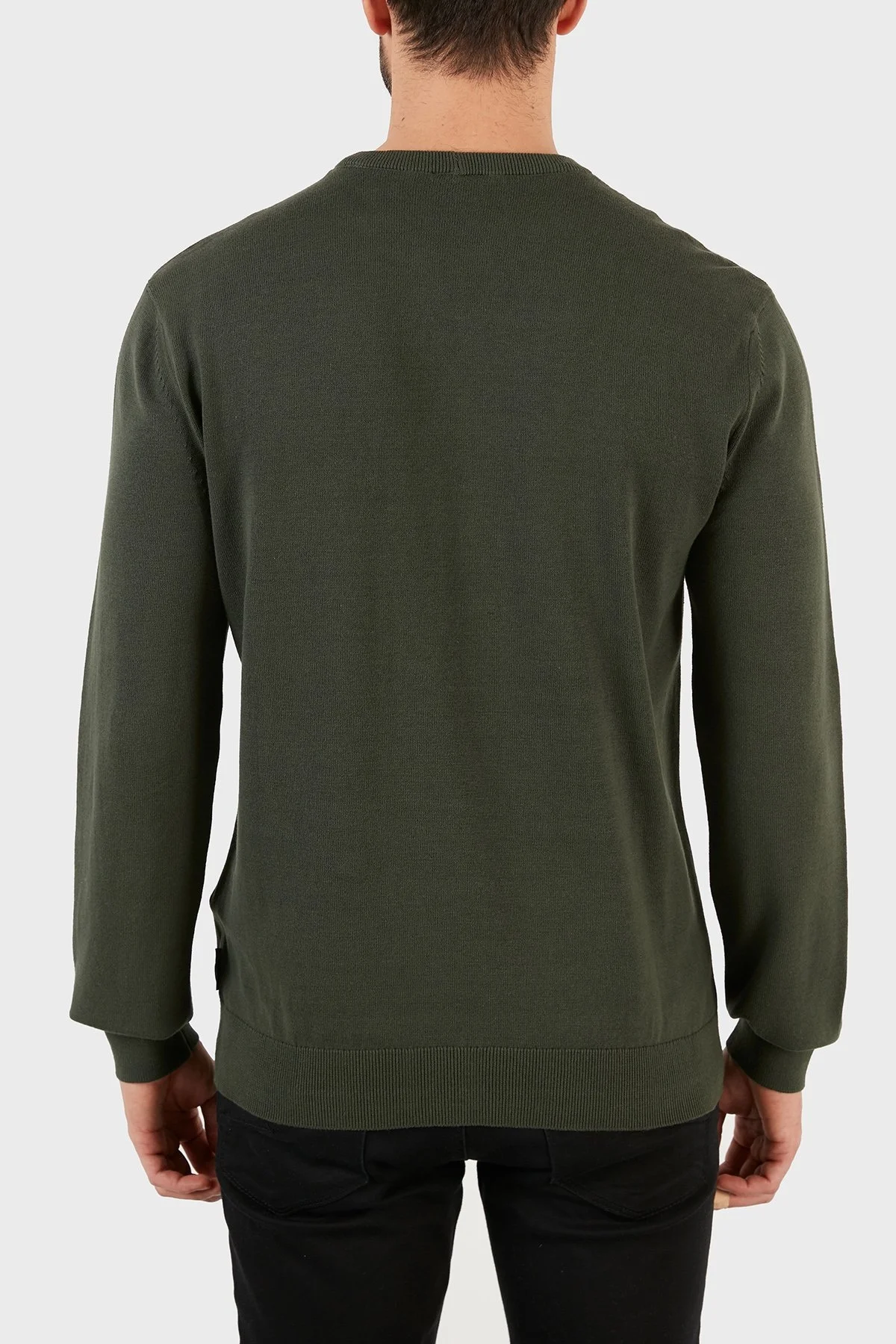 Armani Exchange Logolu % 100 Pamuk Bisiklet Yaka Regular Fit Erkek Kazak 8NZM3D ZM8CZ 1863 HAKİ - 8