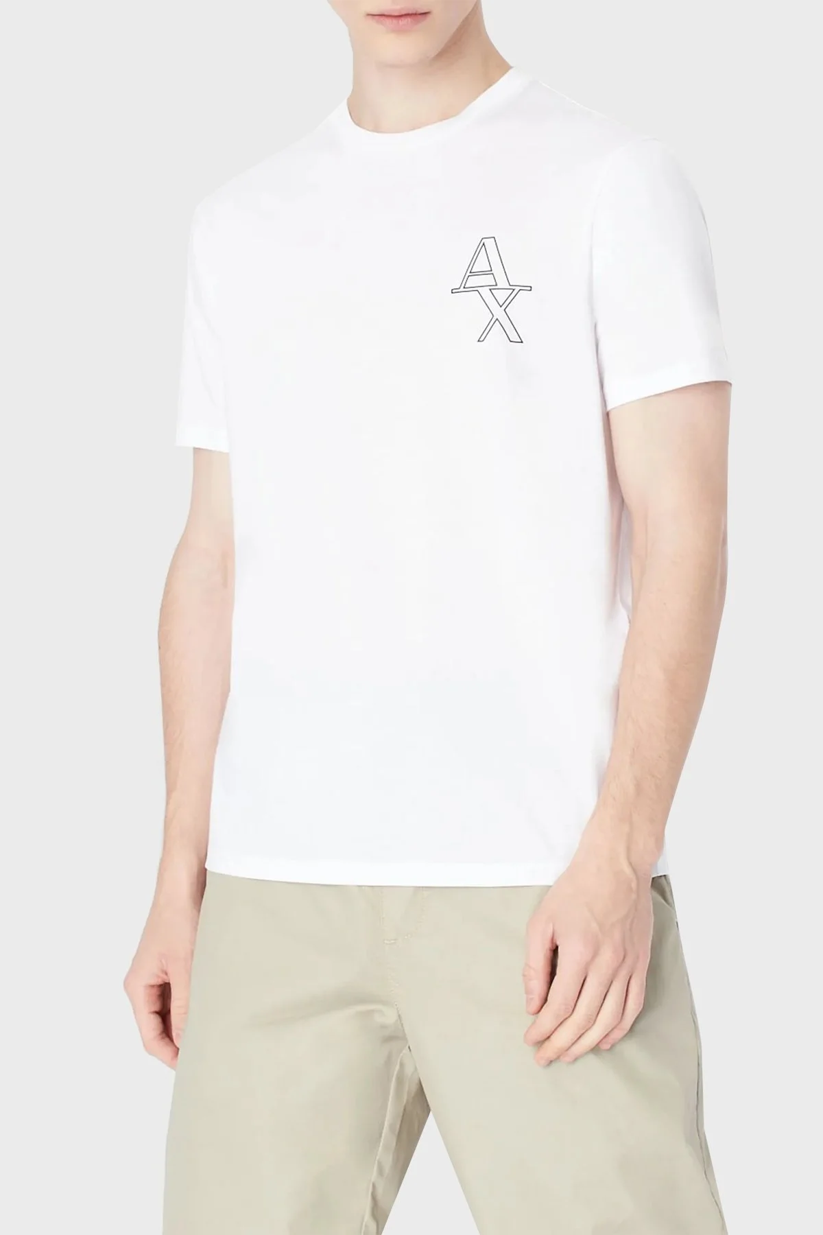 Armani Exchange Logolu % 100 Pamuk Bisiklet Yaka Regular Fit Erkek T Shirt 3RZTHL ZJ9AZ 1100 BEYAZ - 1