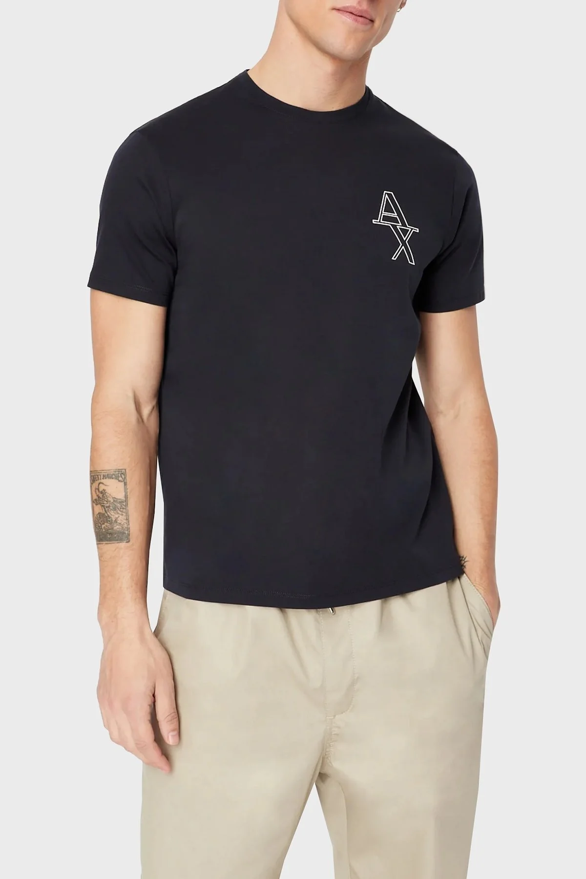 Armani Exchange Logolu % 100 Pamuk Bisiklet Yaka Regular Fit Erkek T Shirt 3RZTHL ZJ9AZ 1510 LACİVERT - 1