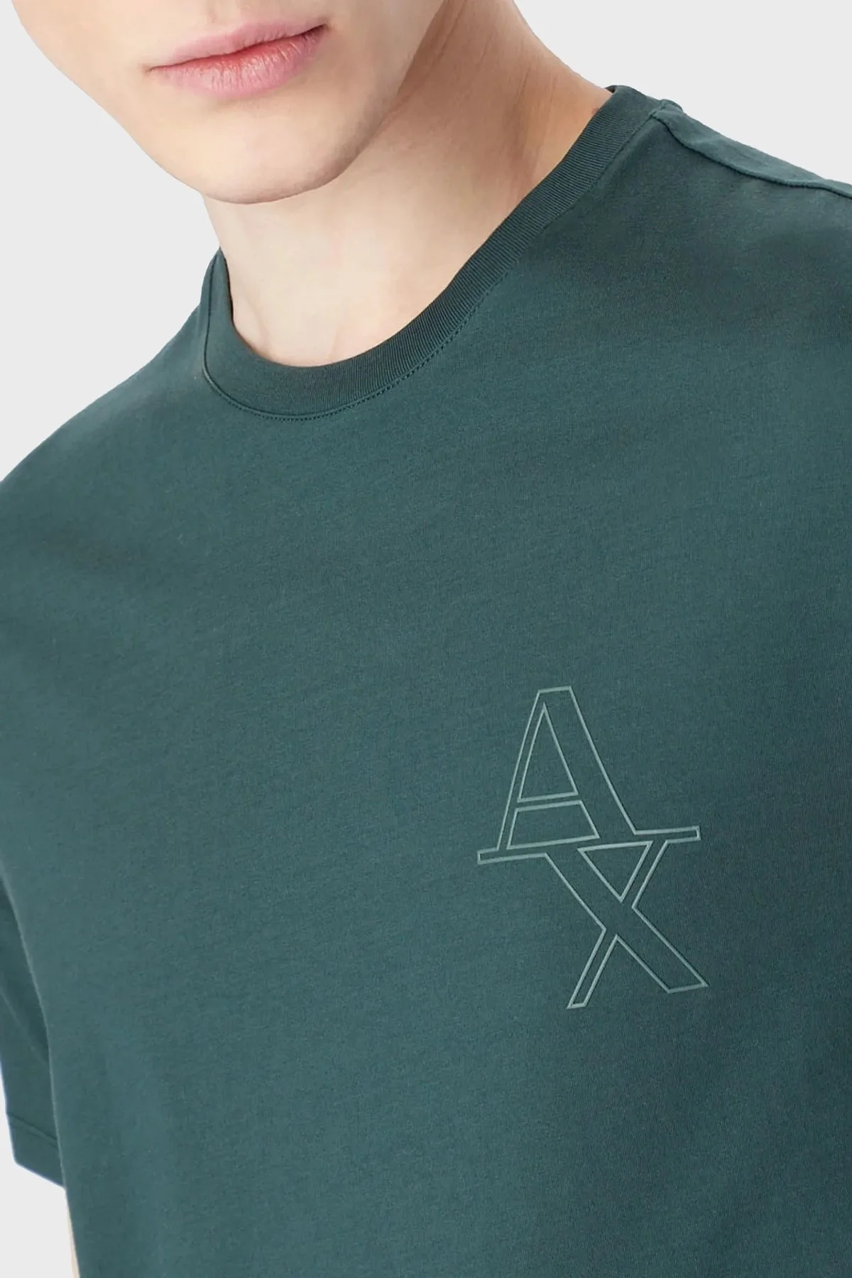 Armani Exchange Logolu % 100 Pamuk Bisiklet Yaka Regular Fit Erkek T Shirt 3RZTHL ZJ9AZ 1882 YEŞİL - 3