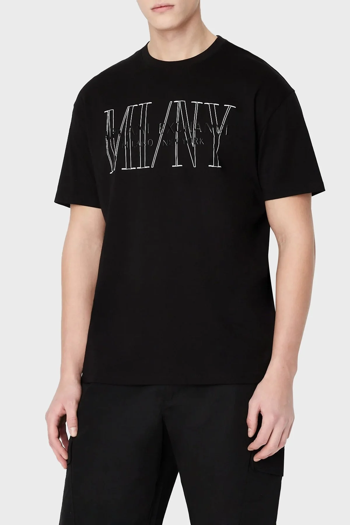 Armani Exchange Logolu % 100 Pamuk Bisiklet Yaka Regular Fit Erkek T Shirt 3RZTLG ZJ8EZ 1200 SİYAH - 1