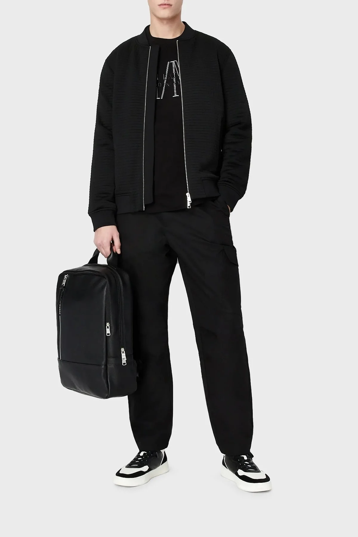 Armani Exchange Logolu % 100 Pamuk Bisiklet Yaka Regular Fit Erkek T Shirt 3RZTLG ZJ8EZ 1200 SİYAH - 3