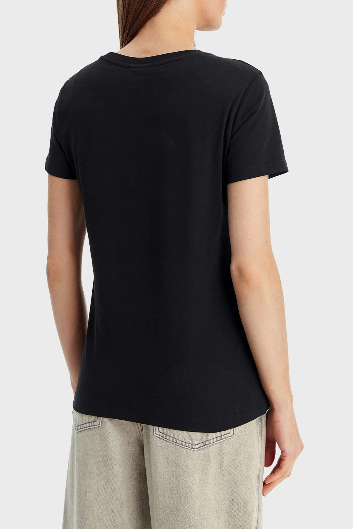 Armani Exchange Logolu % 100 Pamuk Regular Fit Bisiklet Yaka Bayan T Shirt XW000839 AF10356 MC021 SİYAH - 3