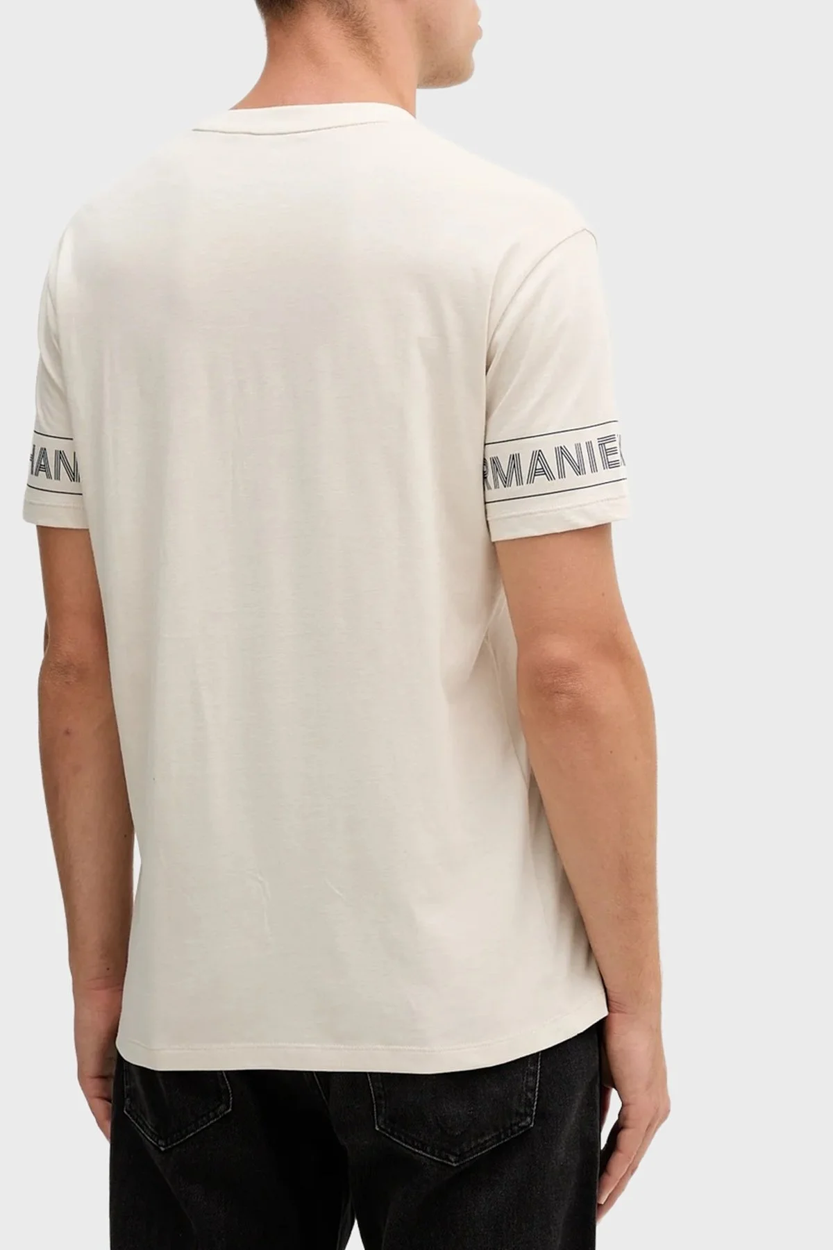 Armani Exchange Logolu % 100 Pamuk Regular Fit Bisiklet Yaka Erkek T Shirt XM001437 AF10356 U1013 BEJ - 3