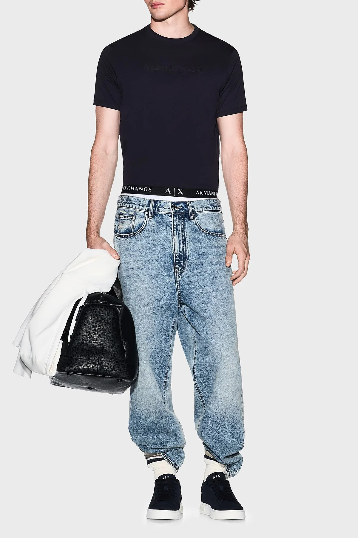 Armani Exchange Logolu % 100 Pamuk Regular Fit Bisiklet Yaka Erkek T Shirt XM002467 AF10356 UB101 Lacivert - 2