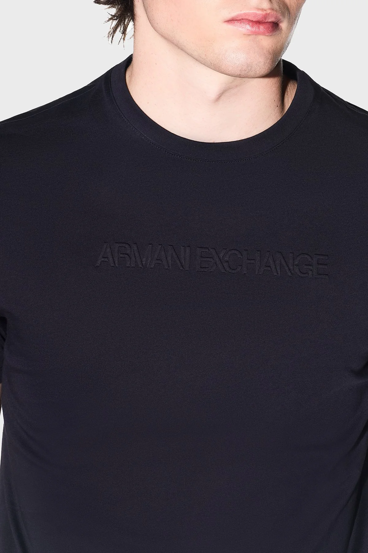 Armani Exchange Logolu % 100 Pamuk Regular Fit Bisiklet Yaka Erkek T Shirt XM002467 AF10356 UB101 Lacivert - 4