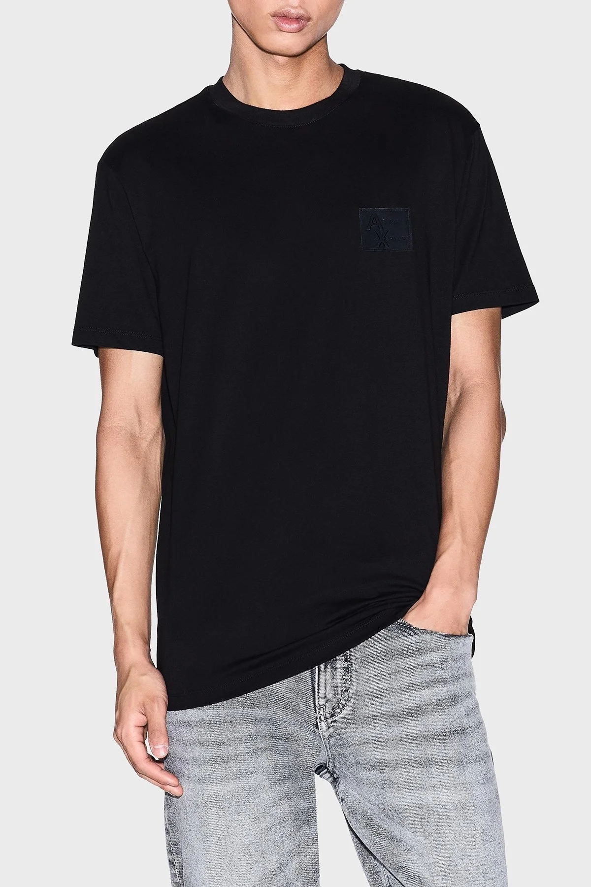 Armani Exchange Logolu % 100 Pamuk Regular Fit Bisklet Yaka Erkek T Shirt XM001456 AF10358 UC001 SİYAH - 1